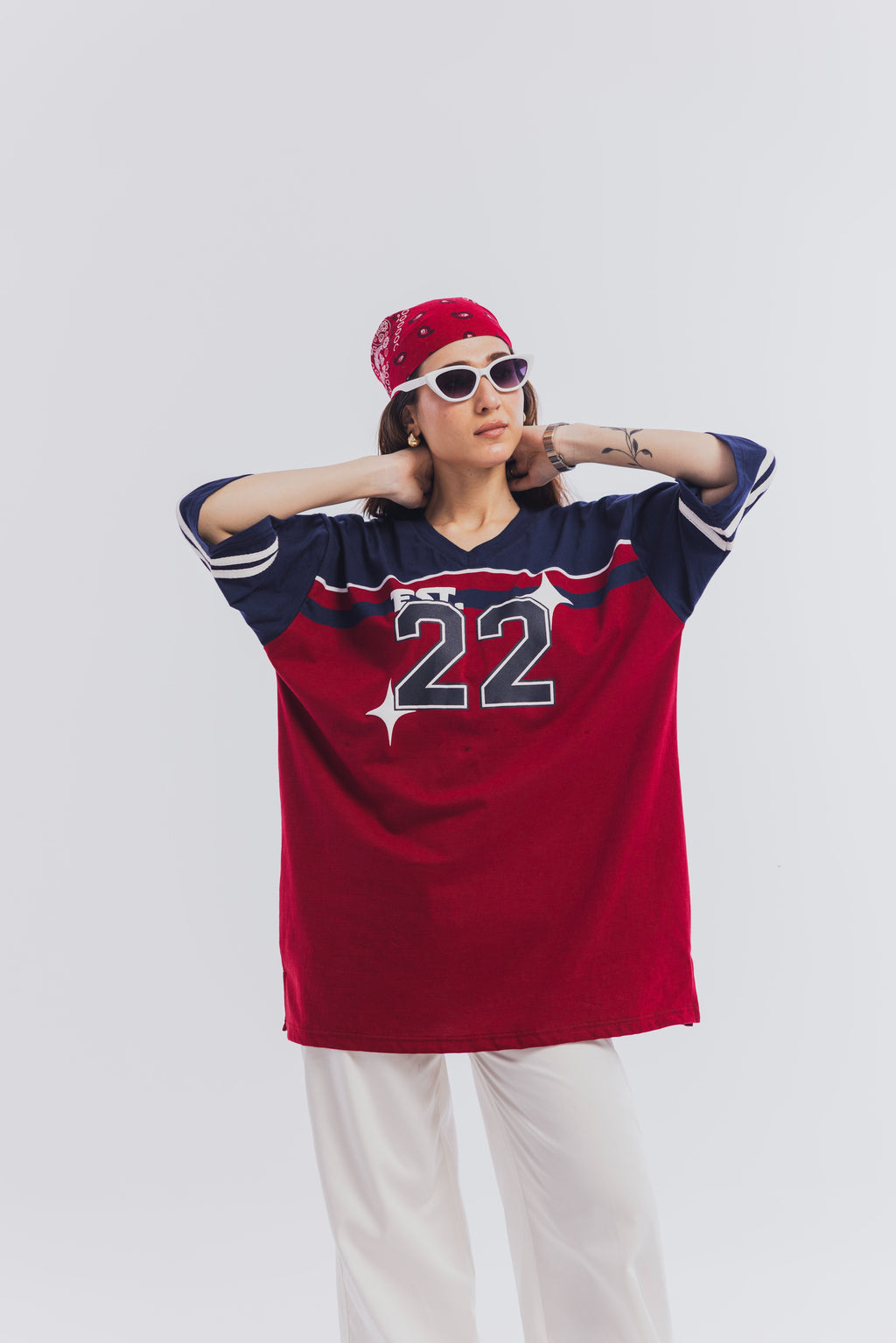 Blue Maroon Varsity Striped Tee