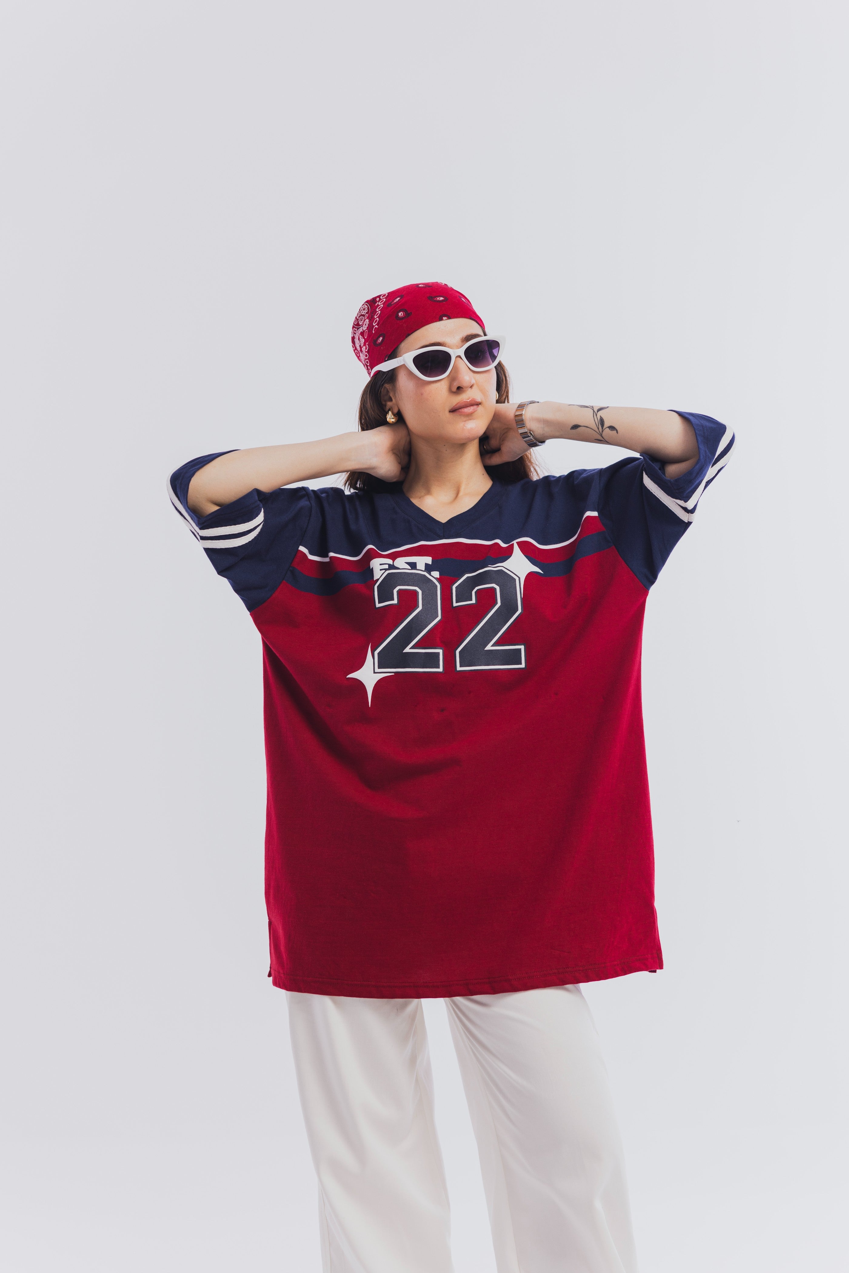 Blue Maroon Varsity Striped Tee