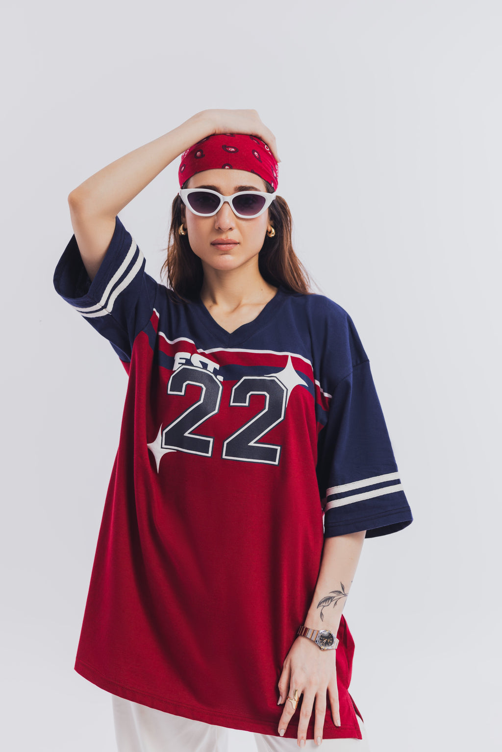Blue Maroon Varsity Striped Tee