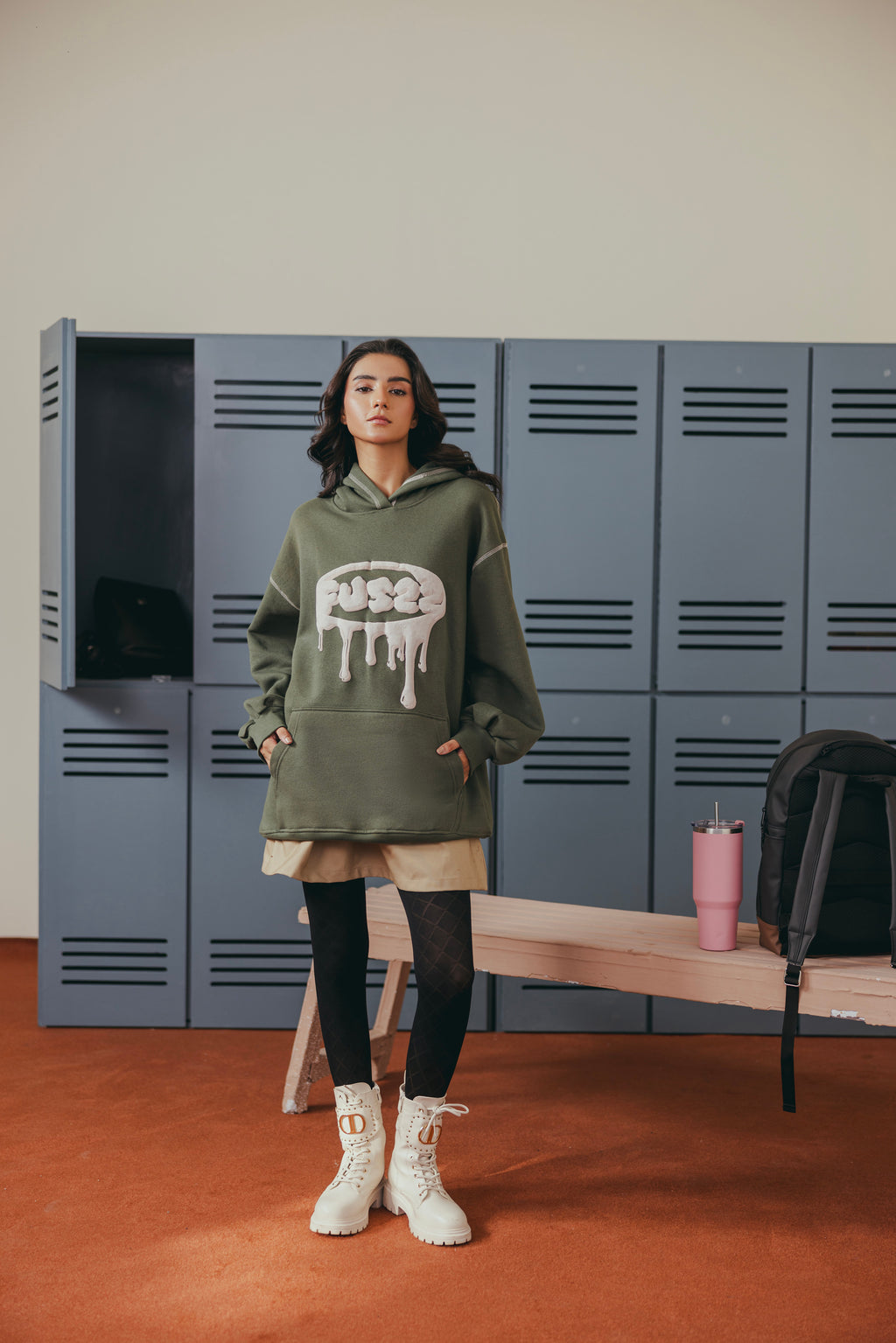 Olive Green Hoodie Top