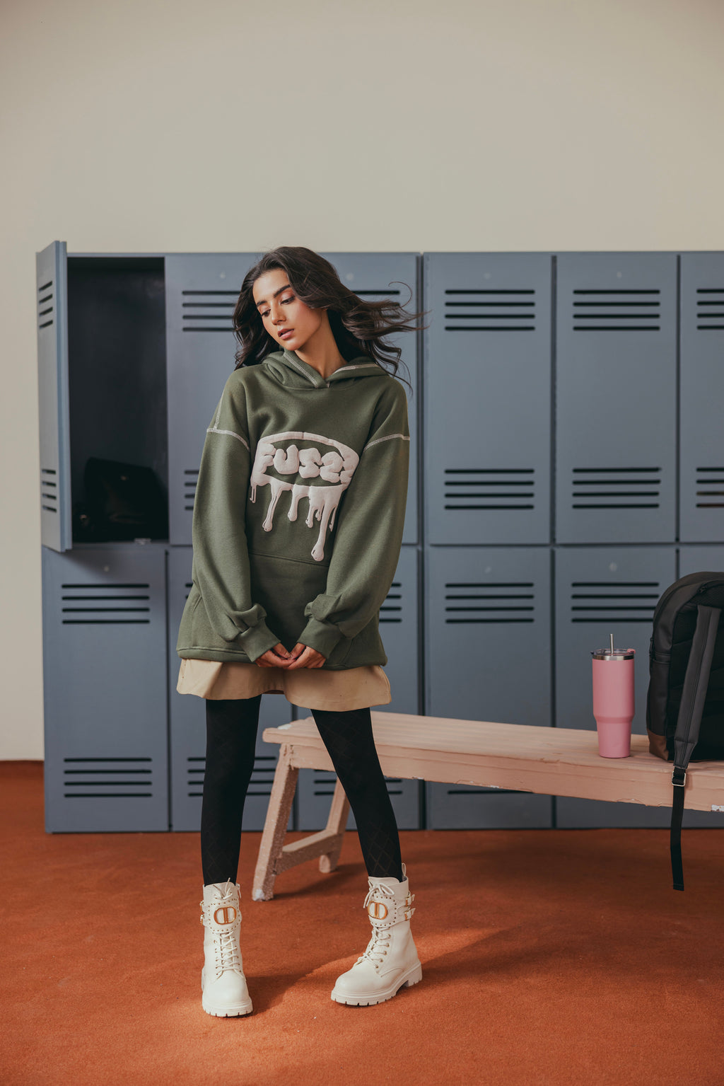 Olive Green Hoodie Top