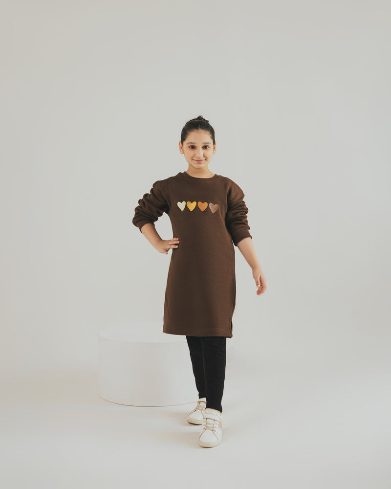 Dark Brown Long Top - Kids