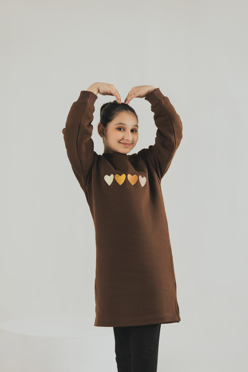 Dark Brown Long Top - Kids