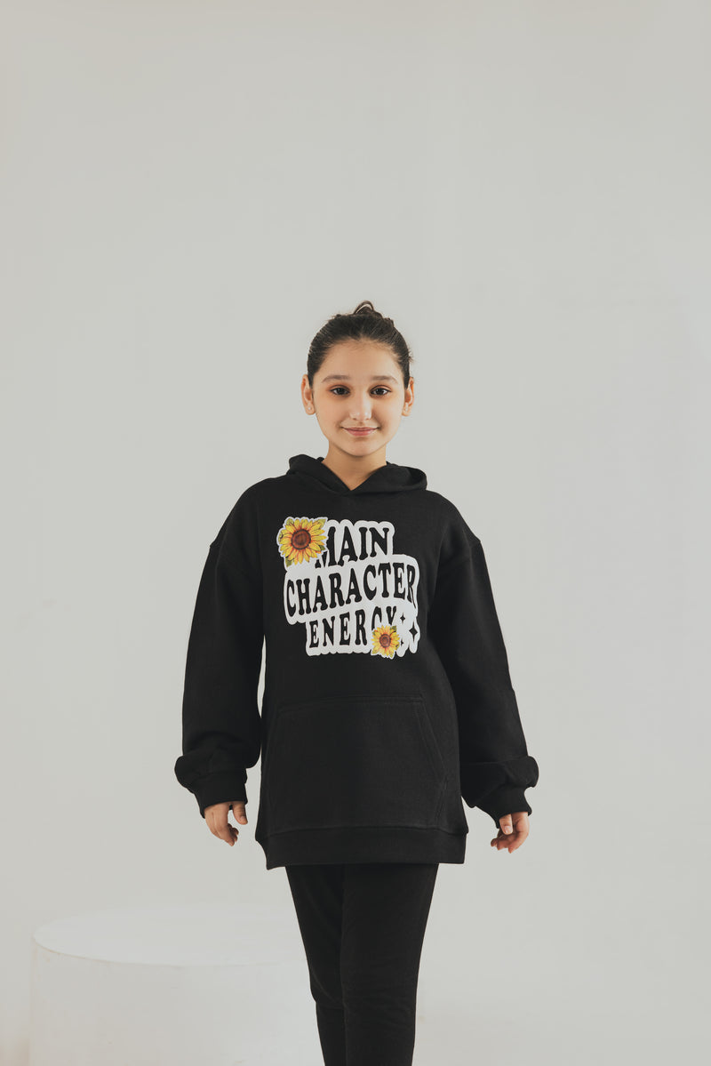 Black Hoodie Top - Kids