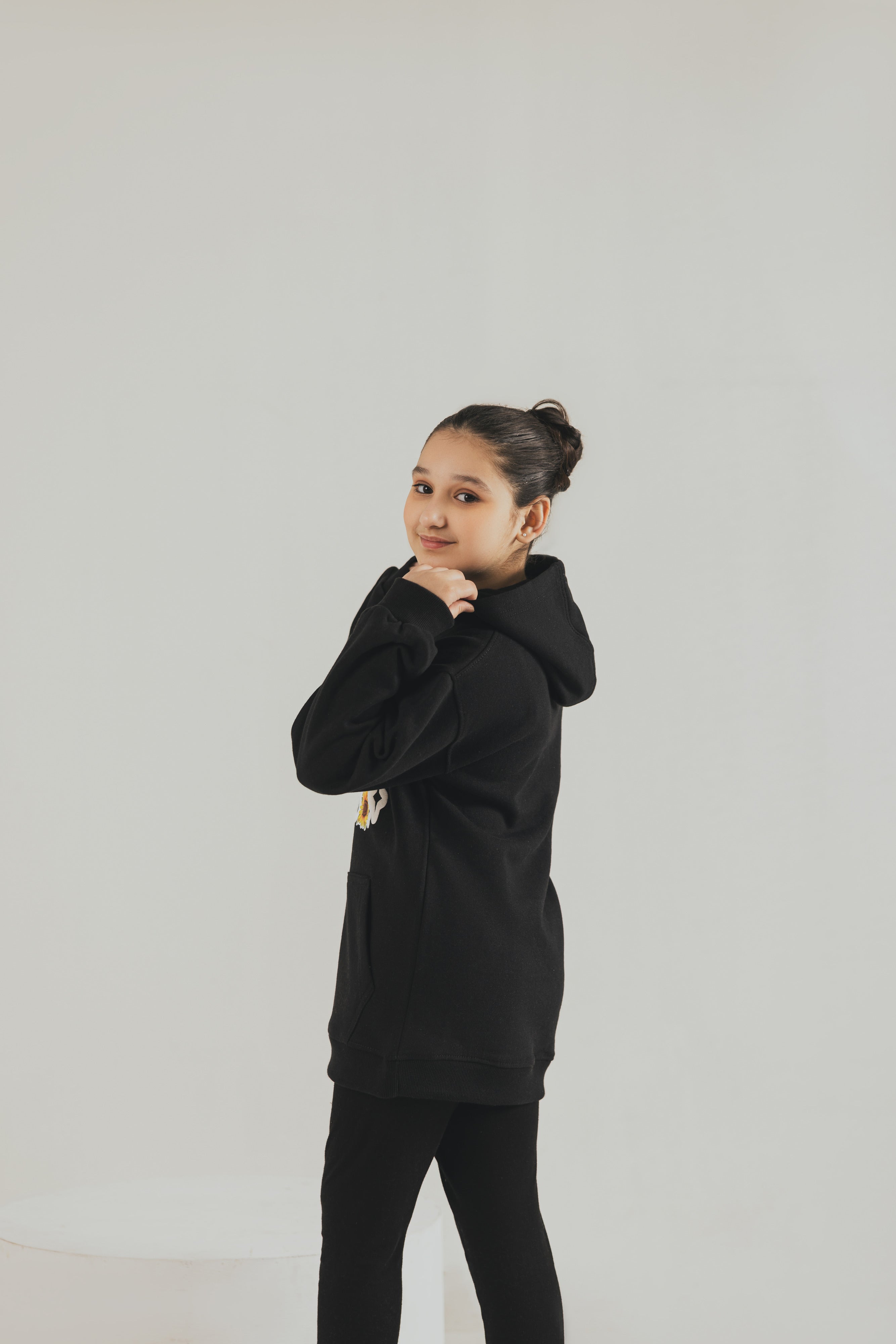Black Hoodie Top - Kids