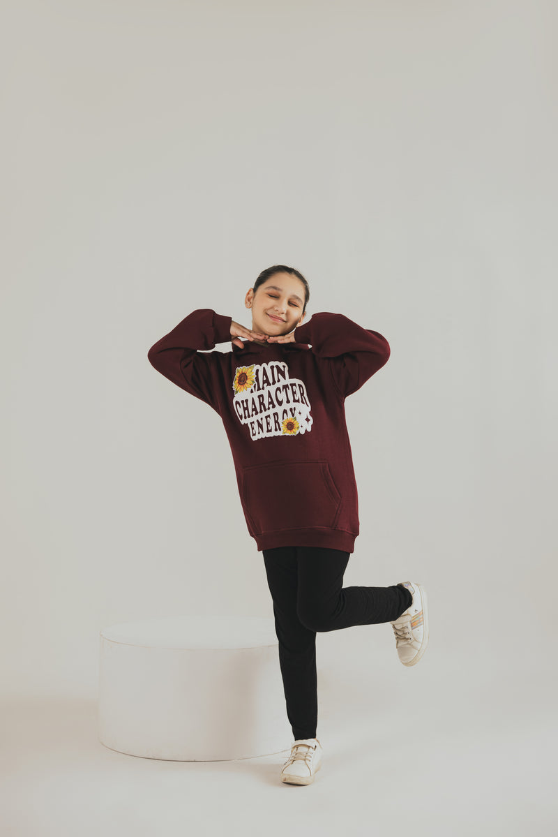 Maroon Hoodie Top - Kids