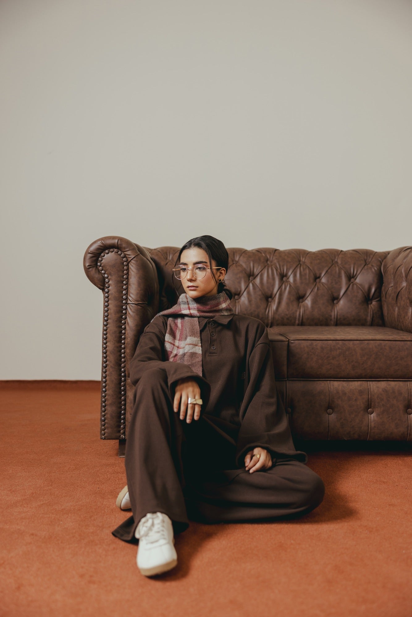 Dark Brown Rib Coord Set