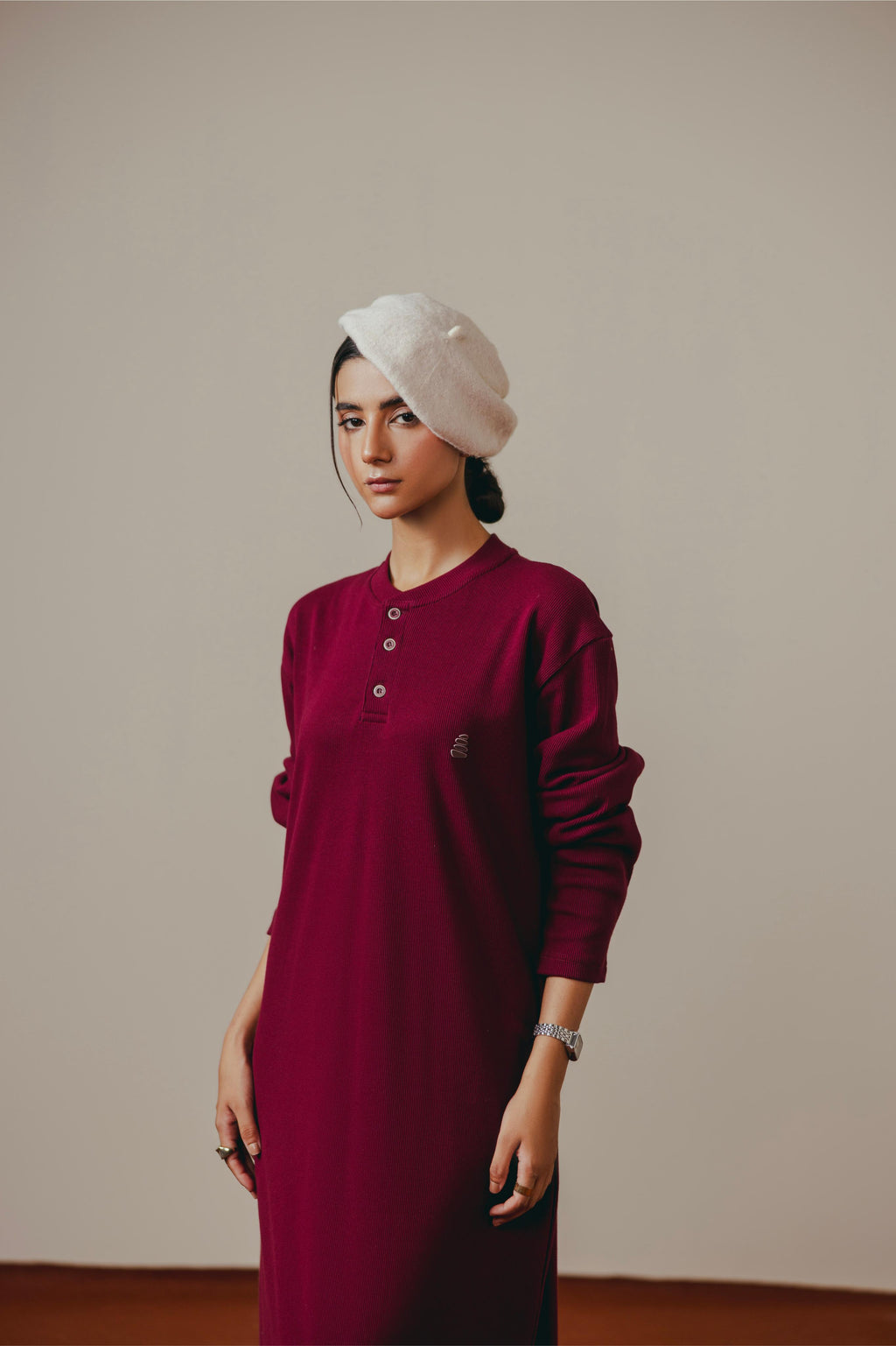 Maroon Rib Dress