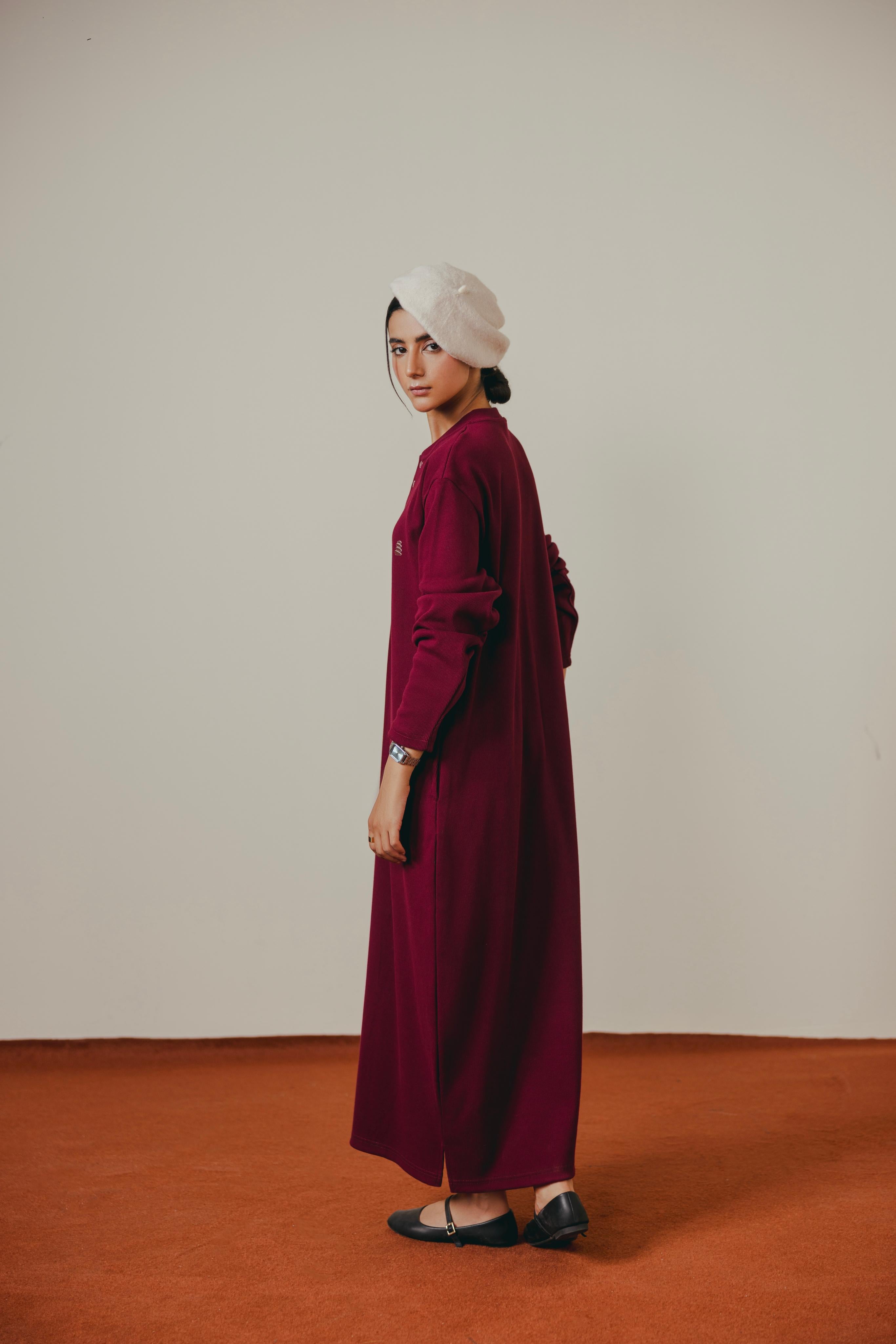 Maroon Rib Dress