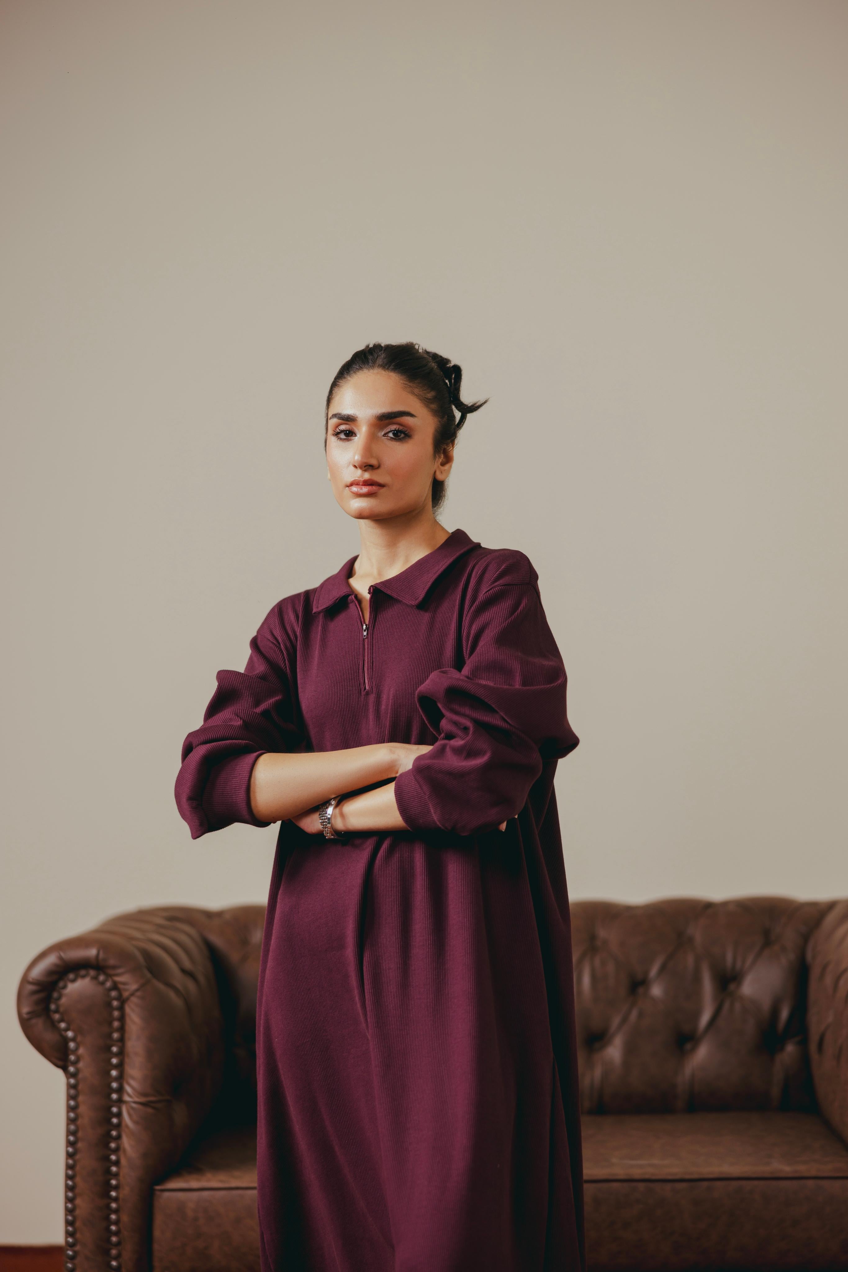 Burgundy Rib Dress