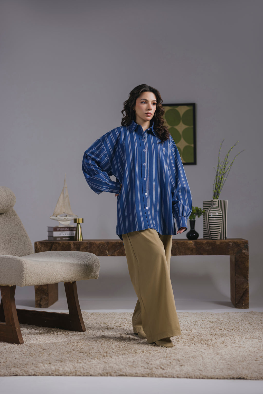 Royal blue Striped Shirt