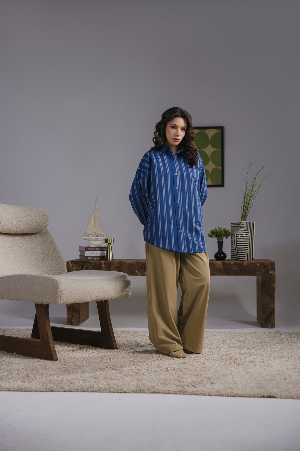 Royal blue Striped Shirt