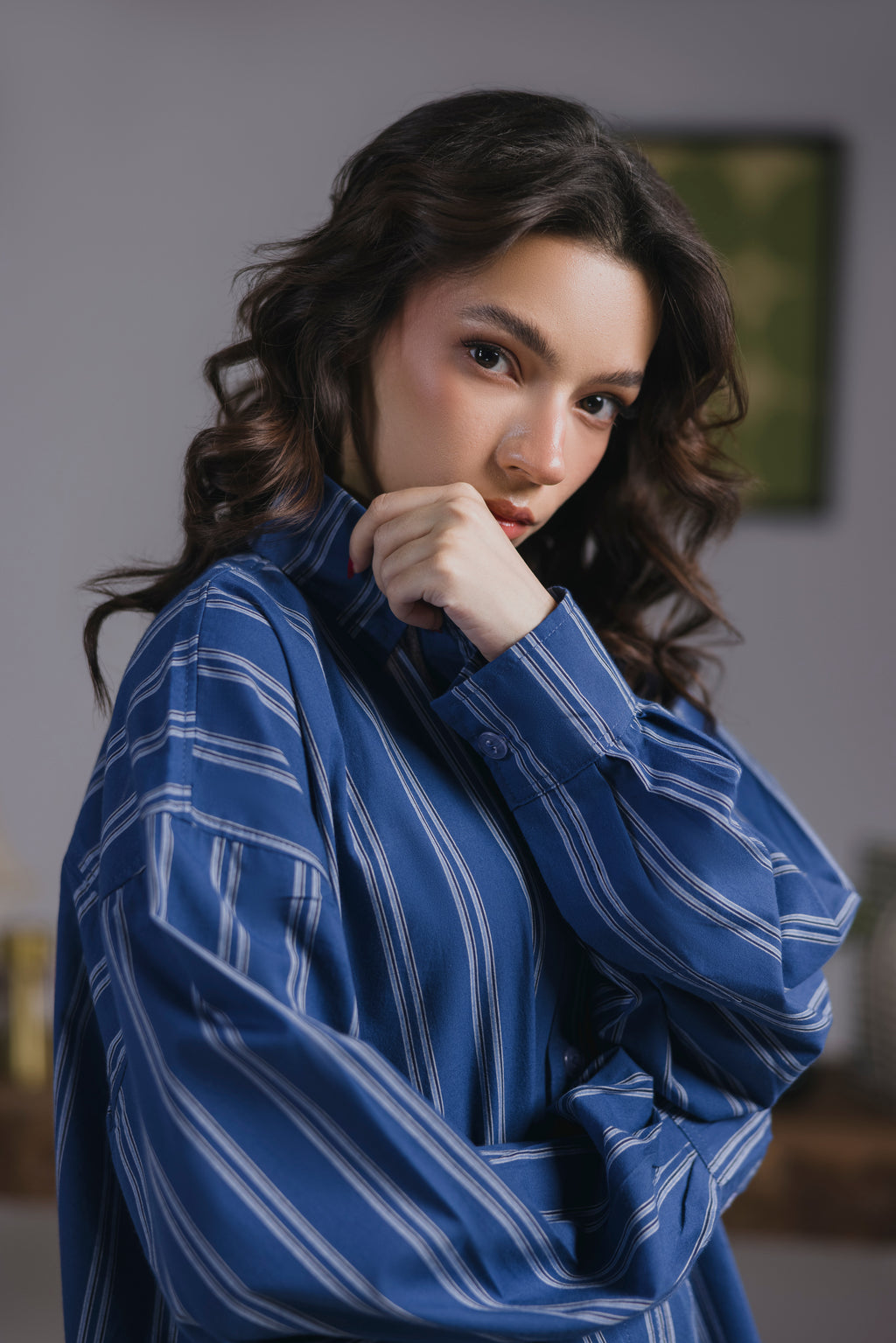 Royal blue Striped Shirt