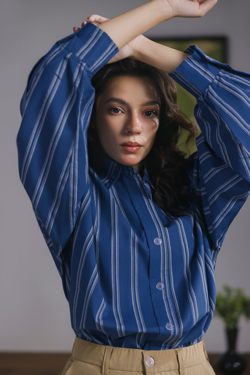 Royal blue Striped Shirt