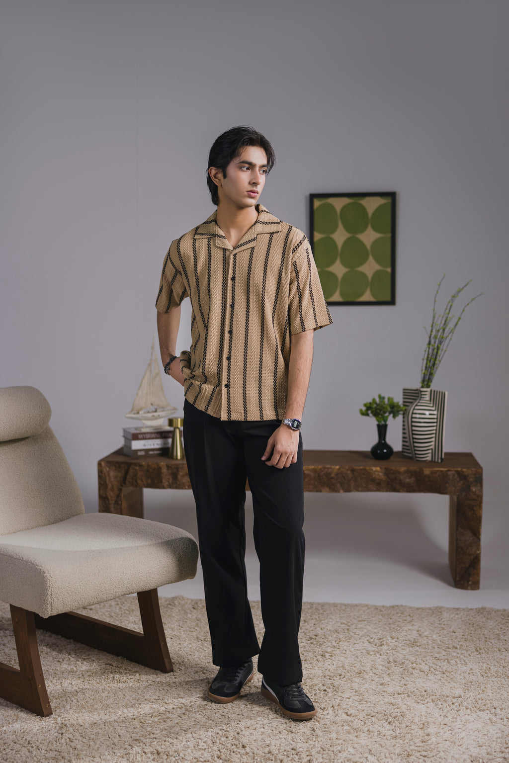 Beige Safari Shirt Men