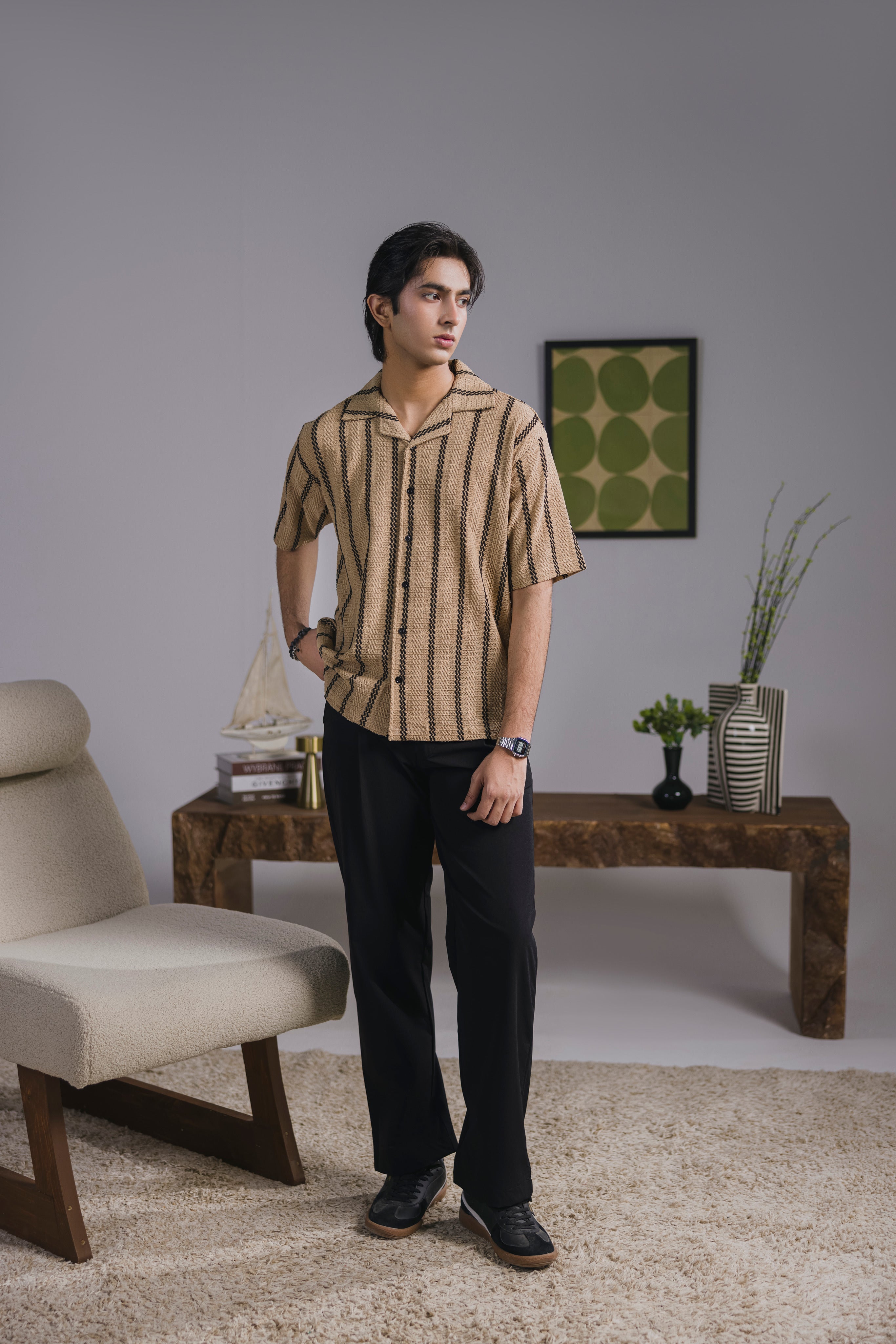 Beige Safari Shirt Men