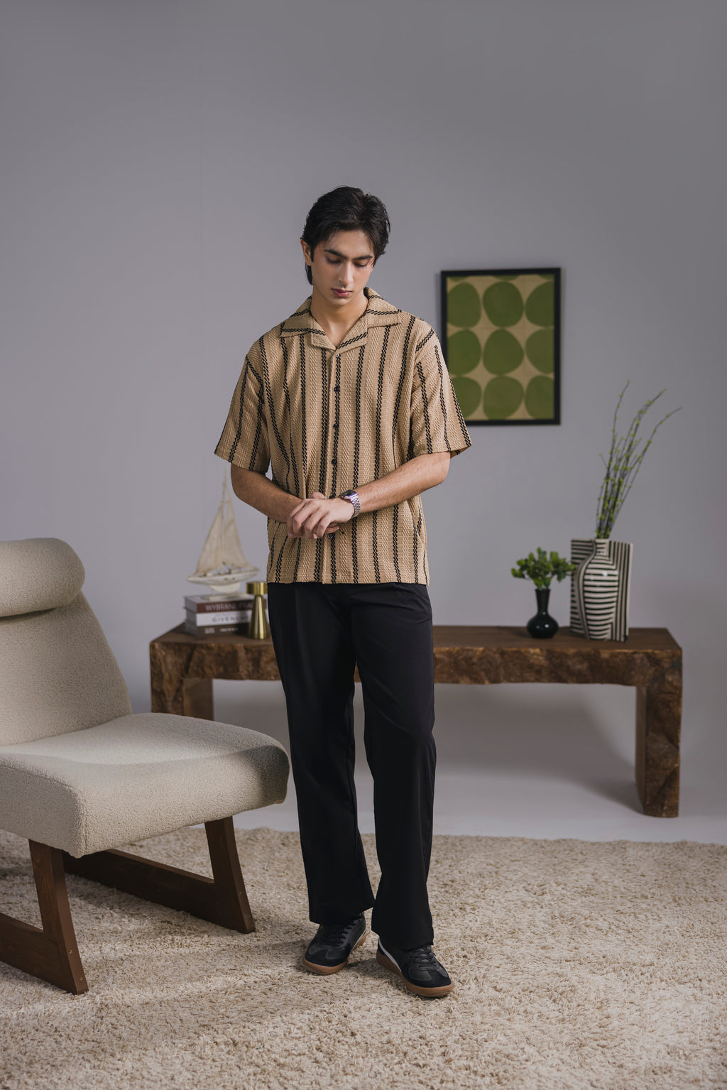 Beige Safari Shirt Men