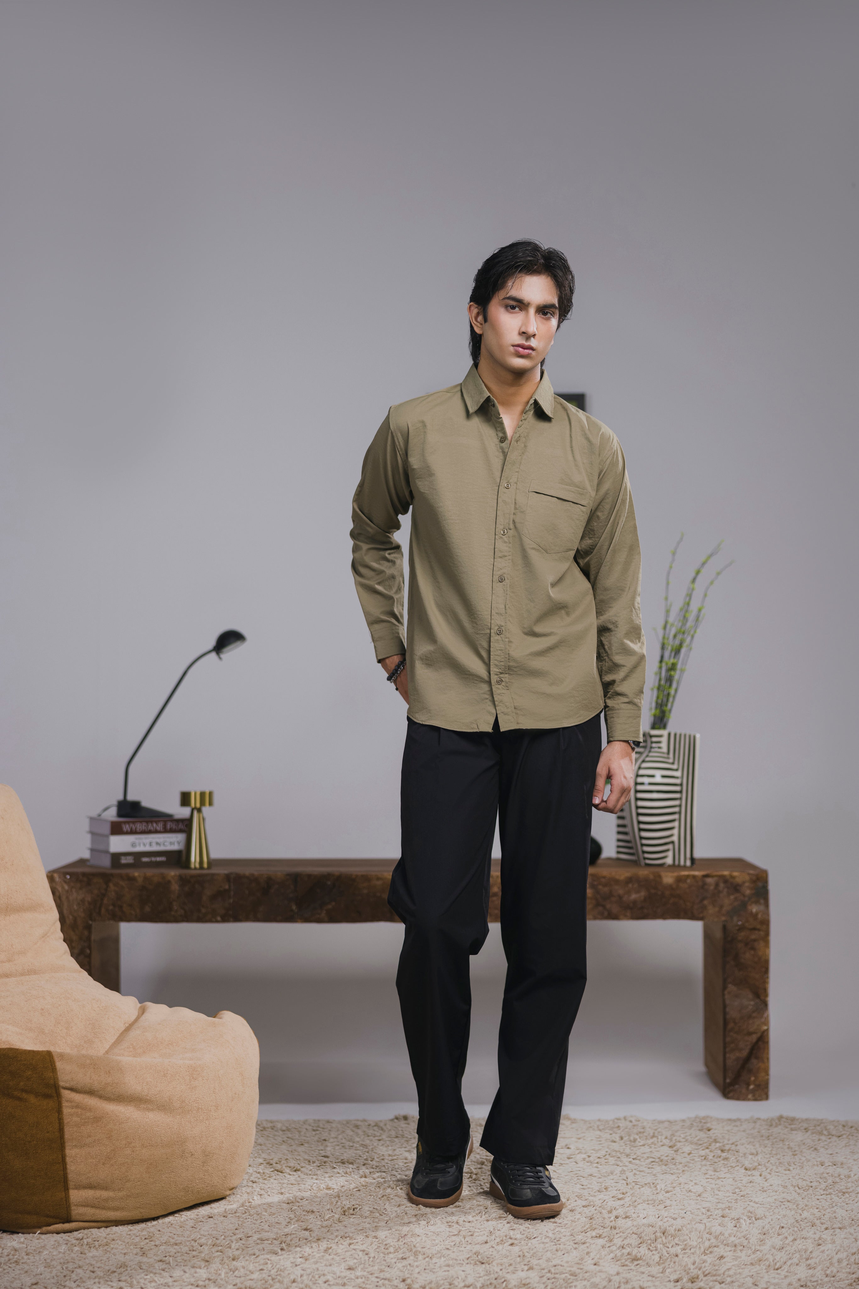 Olive Casual Shirt Men
