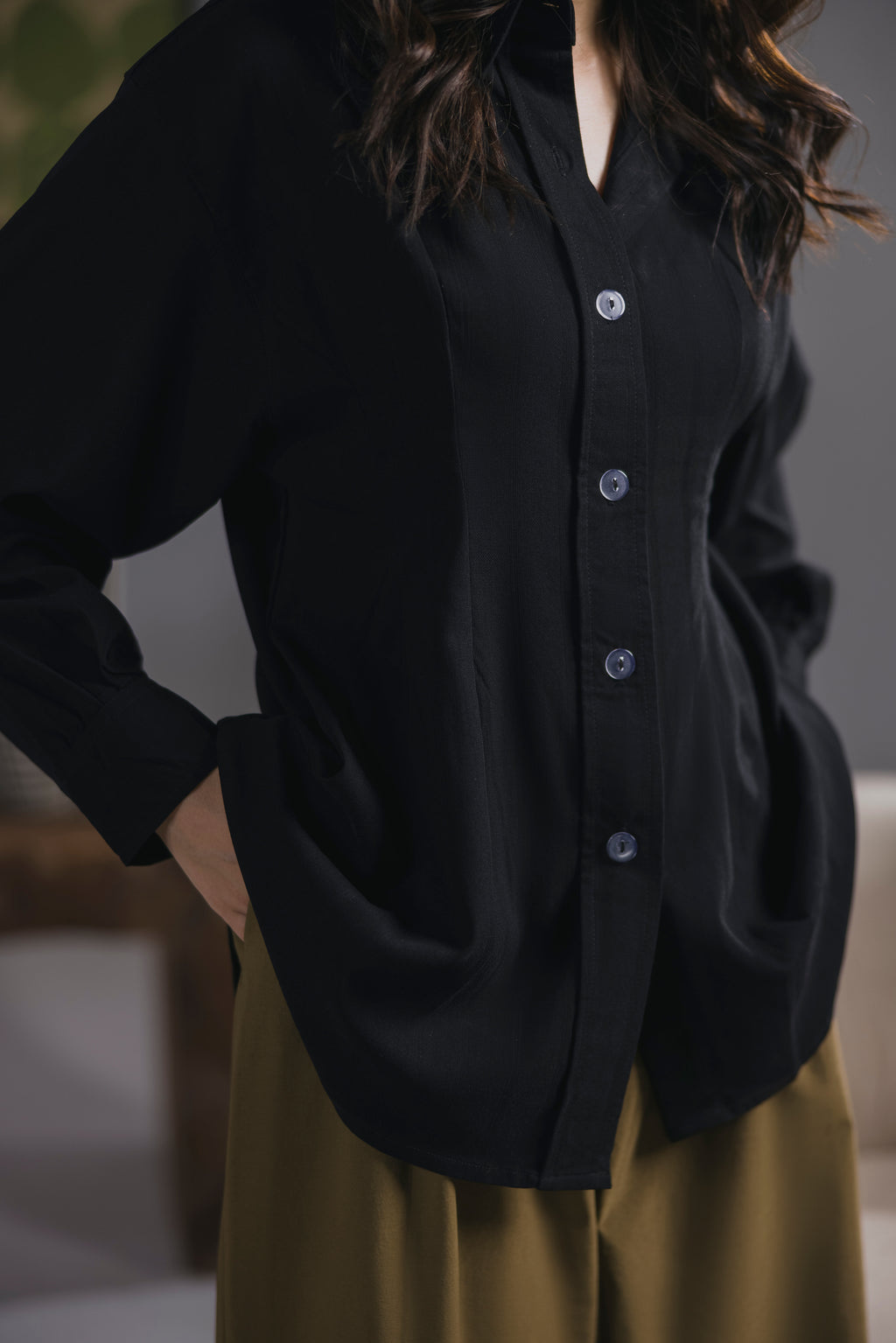Black Pleated shirt