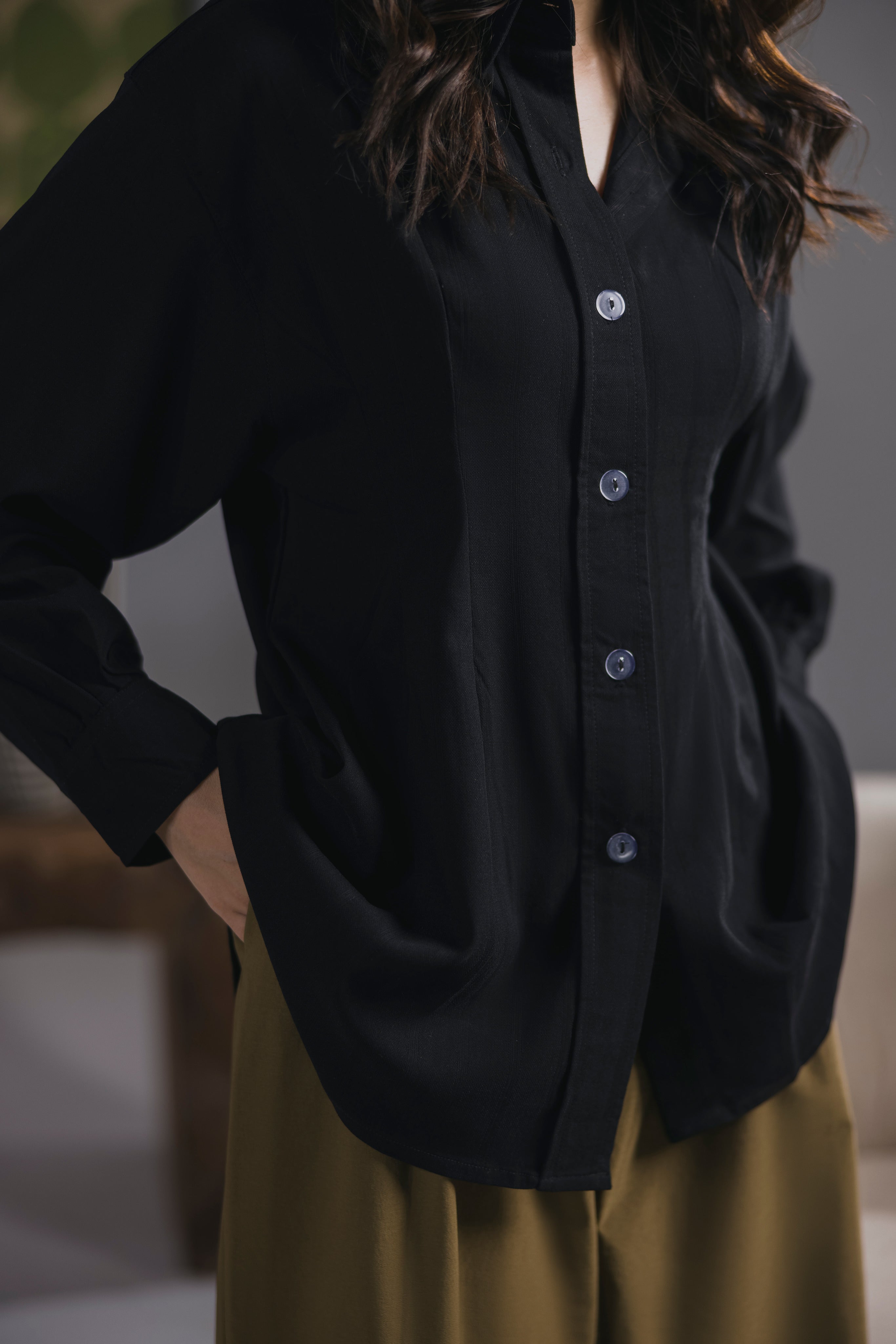 Black Pleated shirt