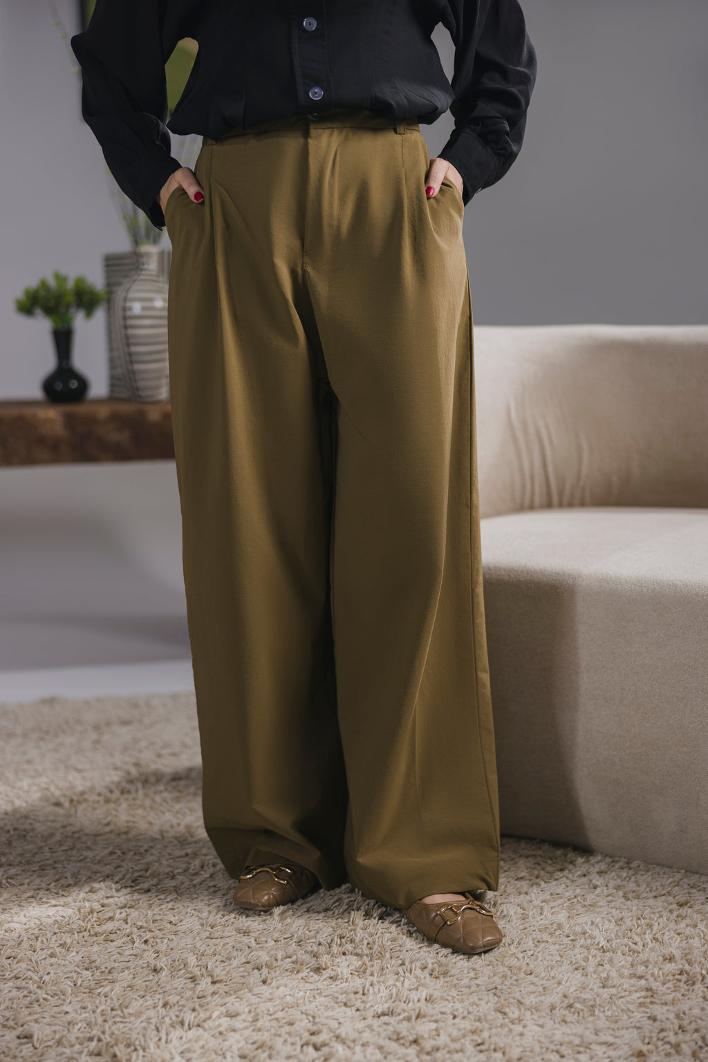 Coffee Brown Tailored Pants