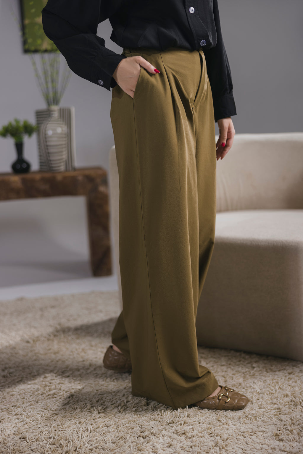 Coffee Brown Tailored Pants