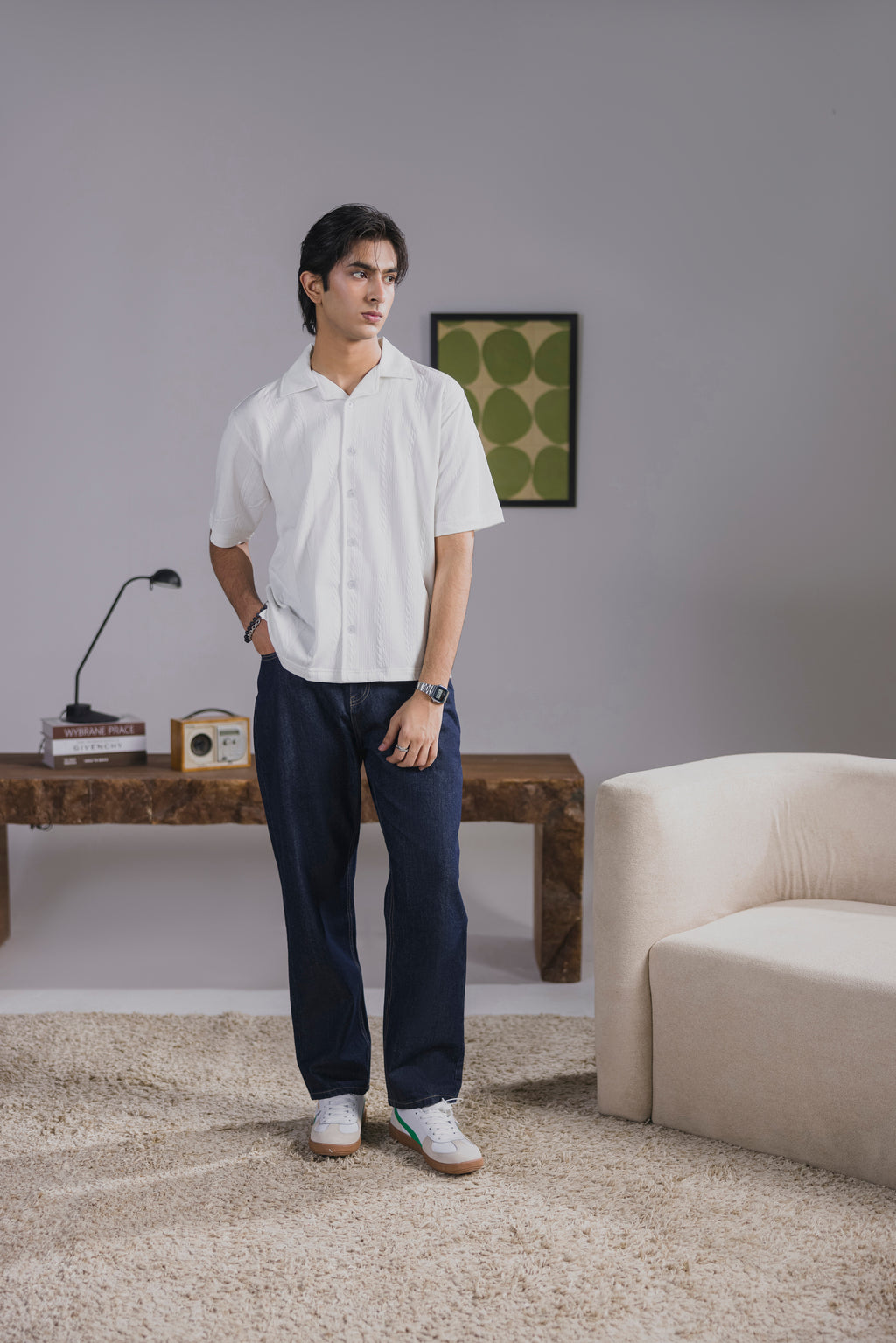 Off White Button Down Men