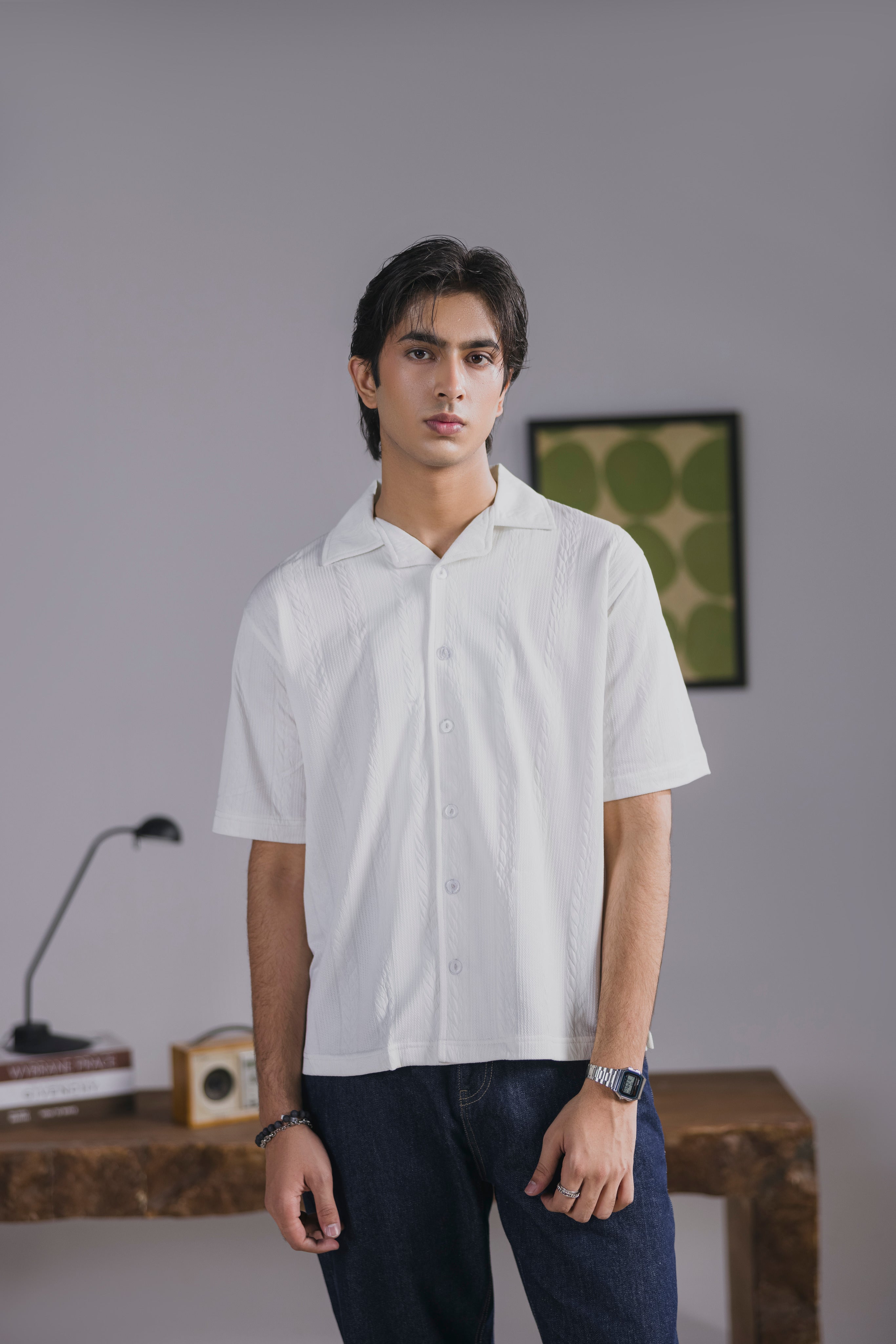 Off White Button Down Men