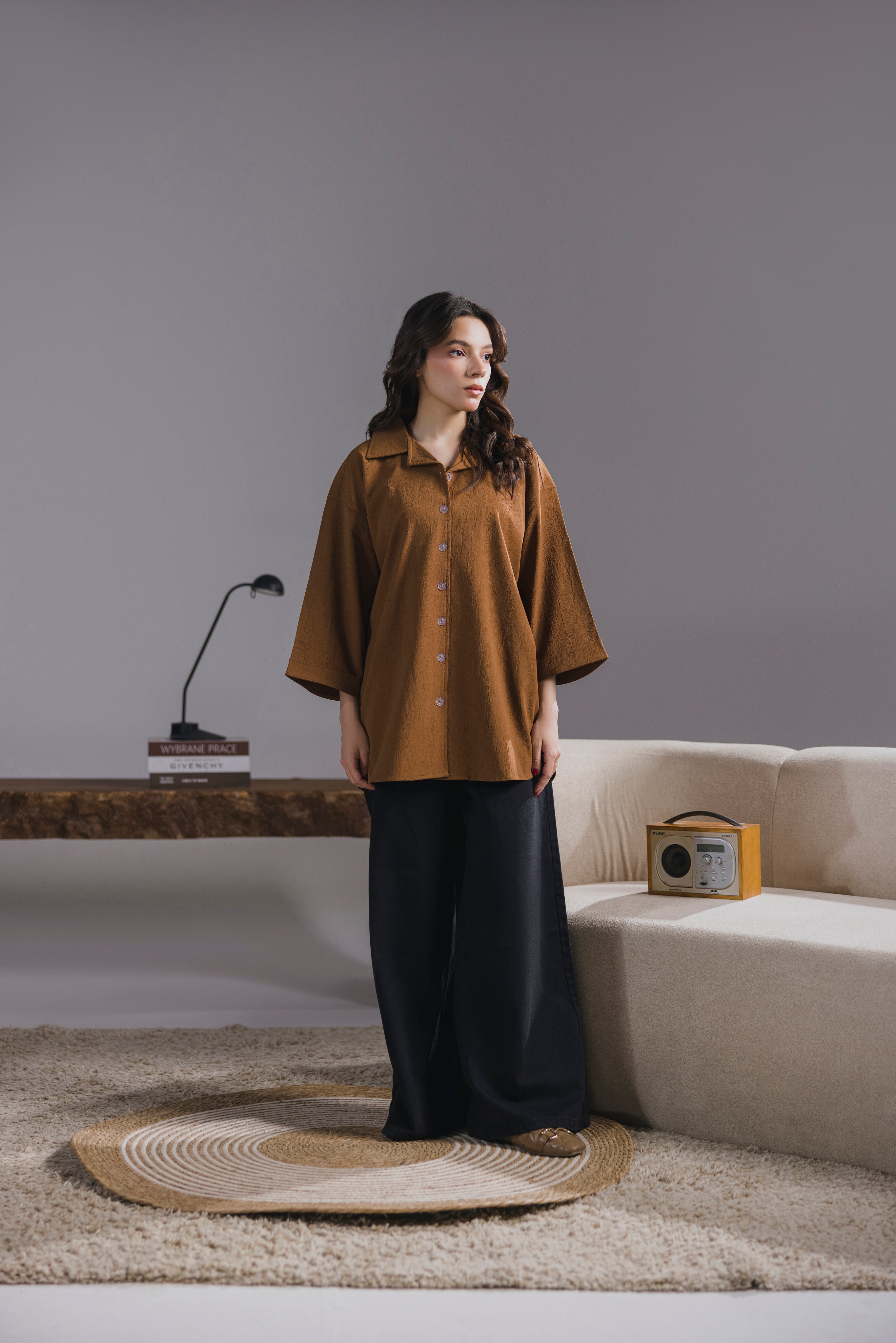 Coffee Oversized Button Down