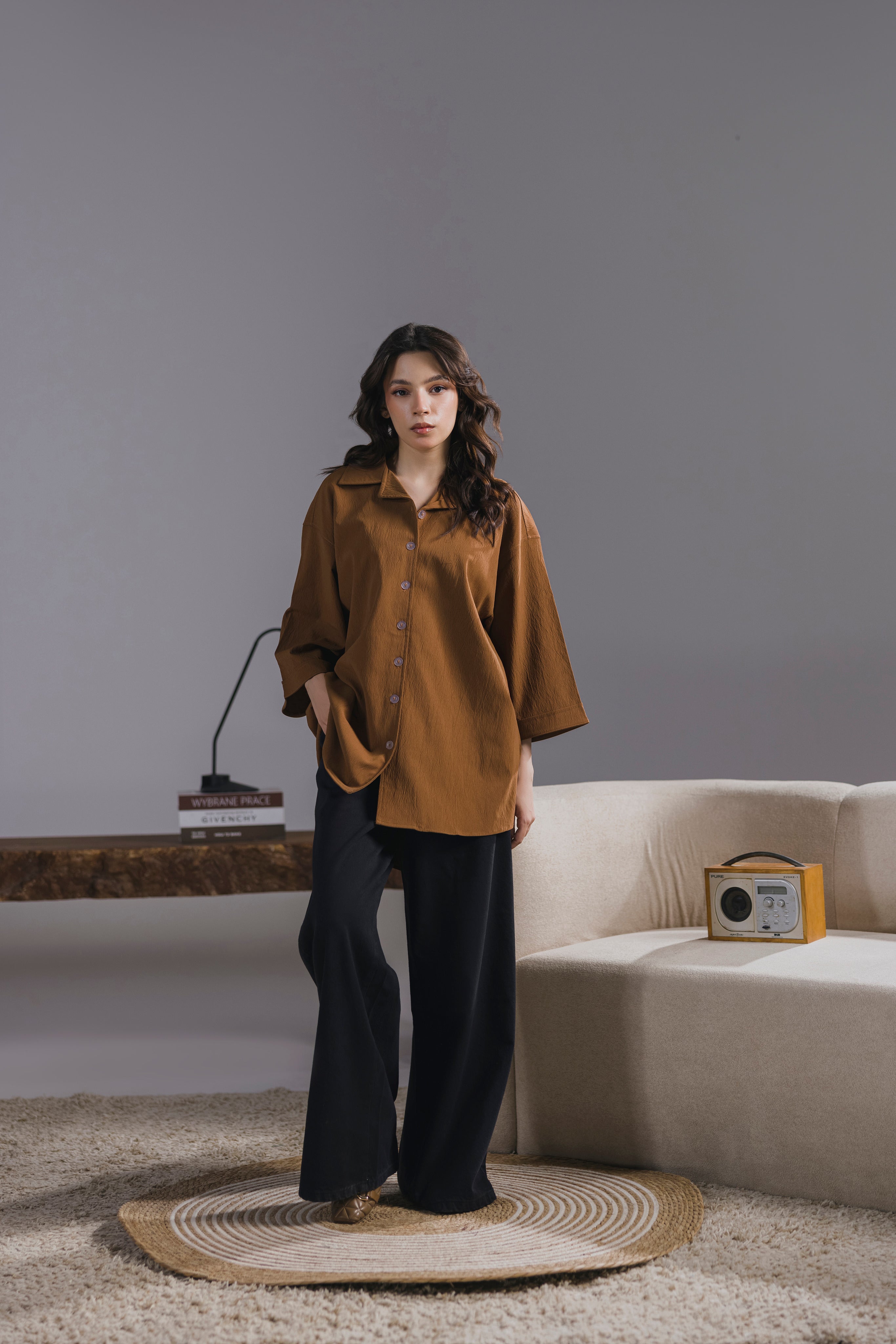 Coffee Oversized Button Down