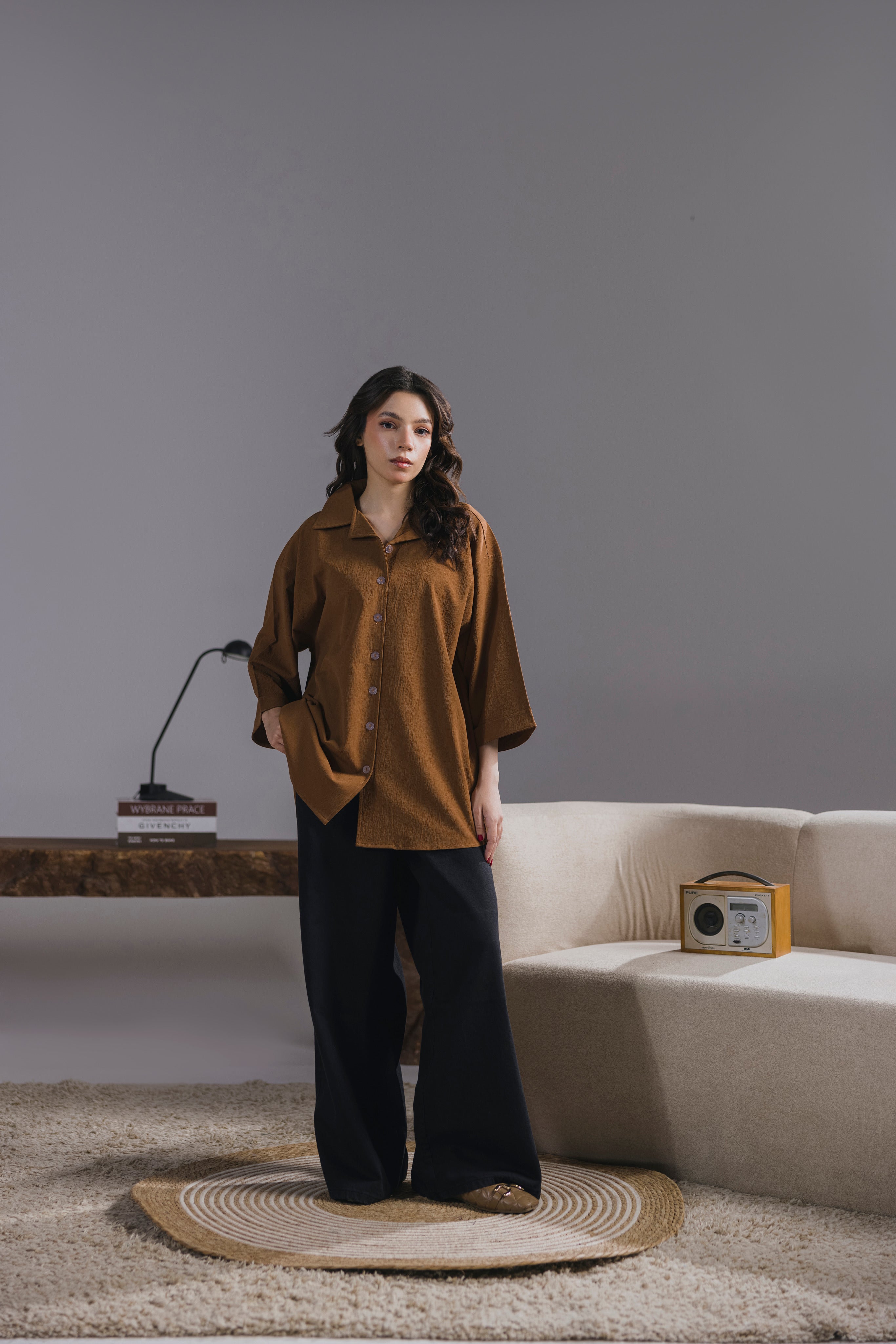 Coffee Oversized Button Down