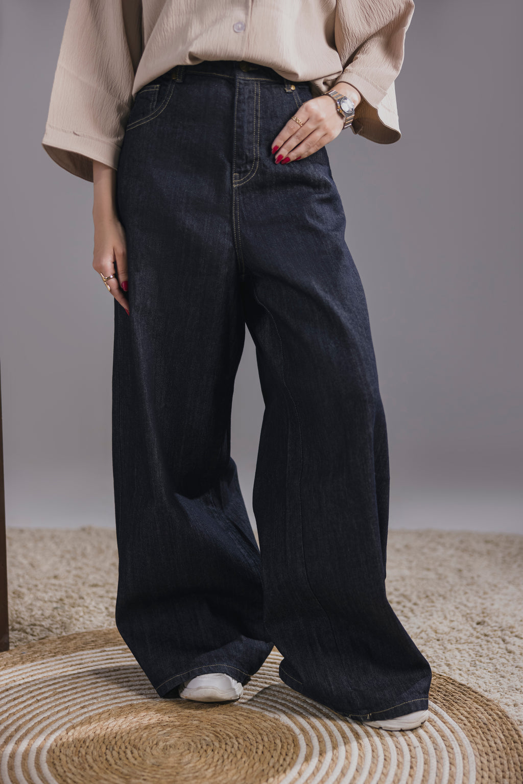 Deep Indigo Wide Leg Jeans
