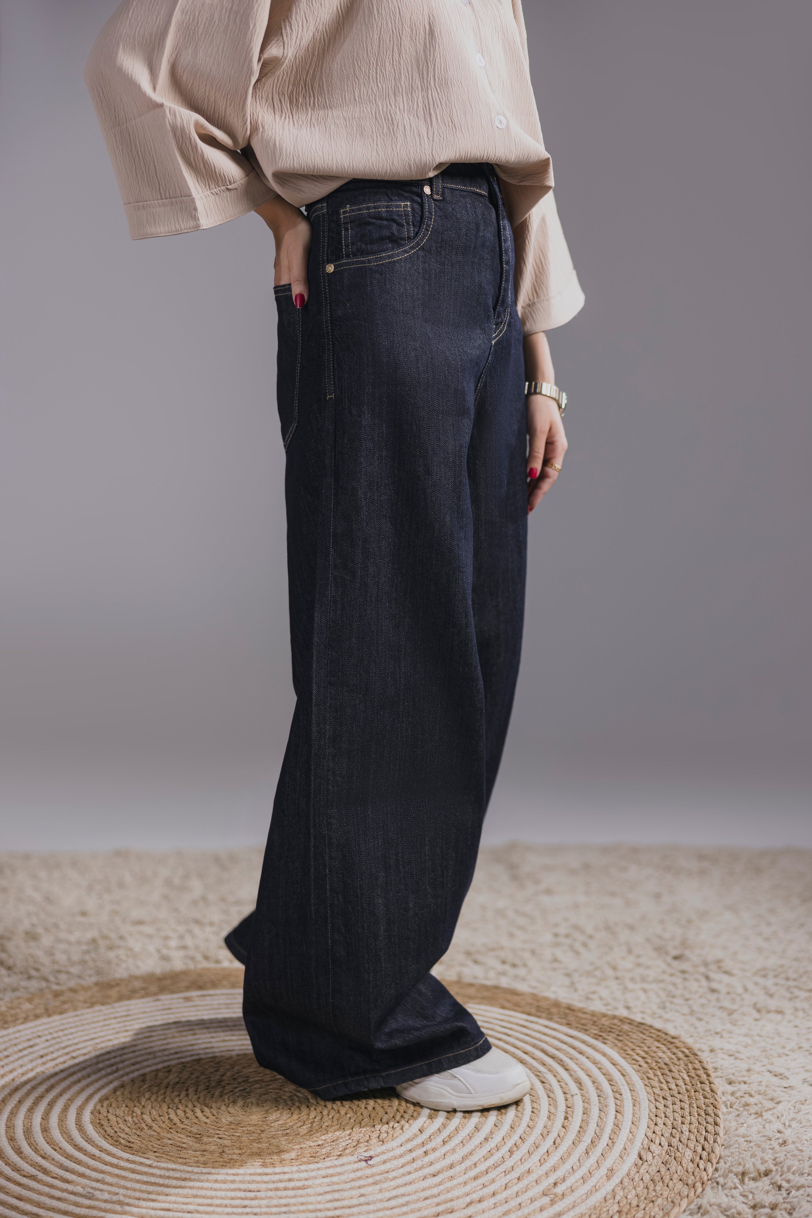 Deep Indigo Wide Leg Jeans