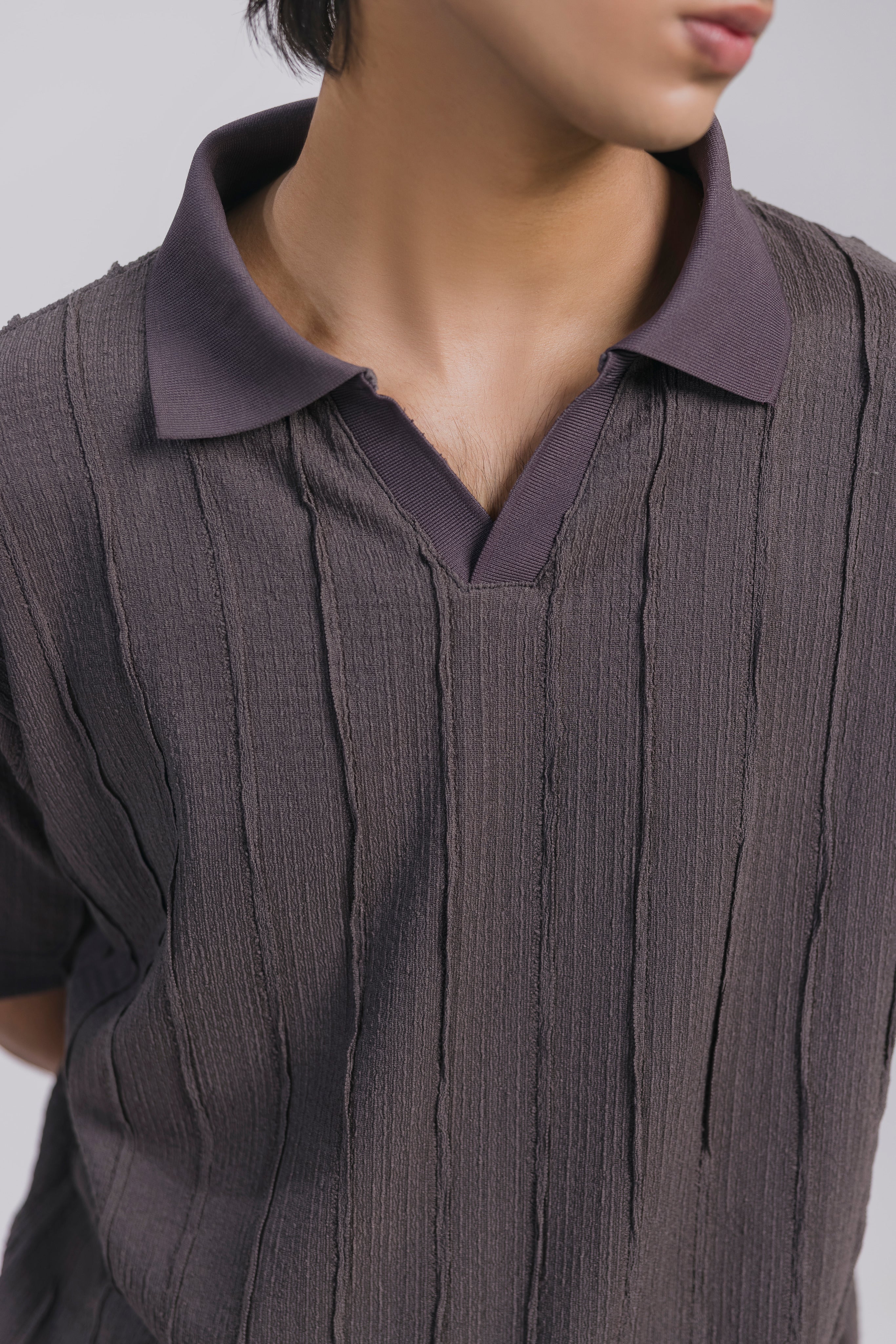 Grey Texture Polo Men