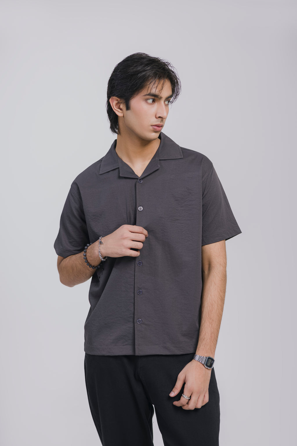 Charcoal Button Down Men