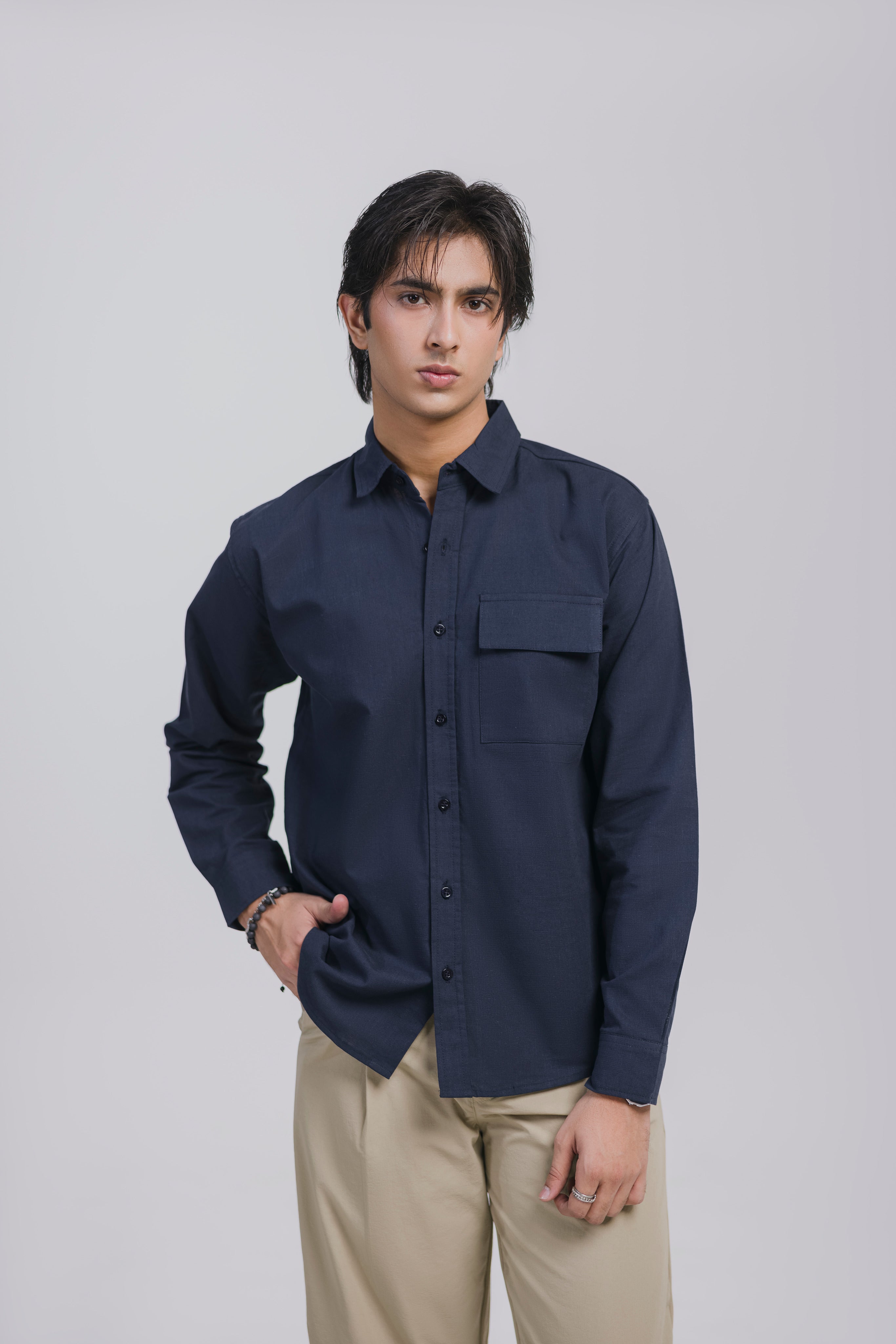 Navy Casual Shirt Men