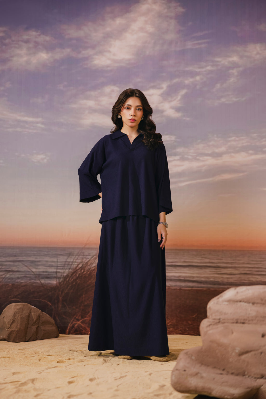 Navy Blue Skirt Coord