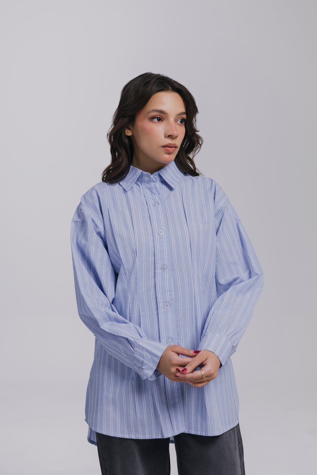 Blue Pleated Shirt