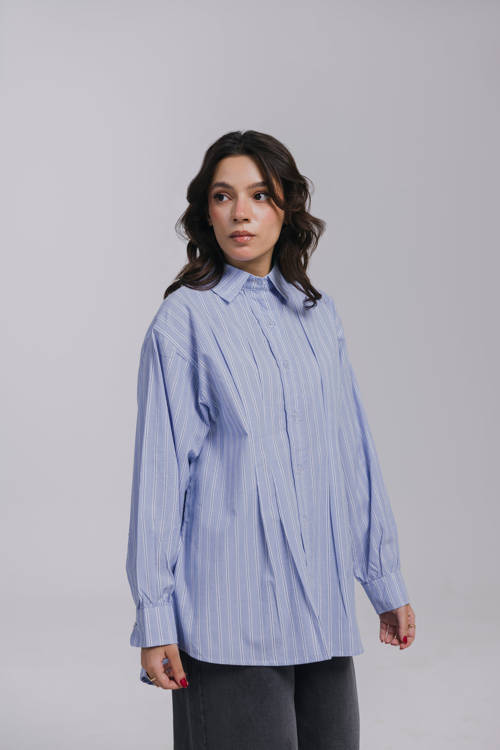 Blue Pleated Shirt