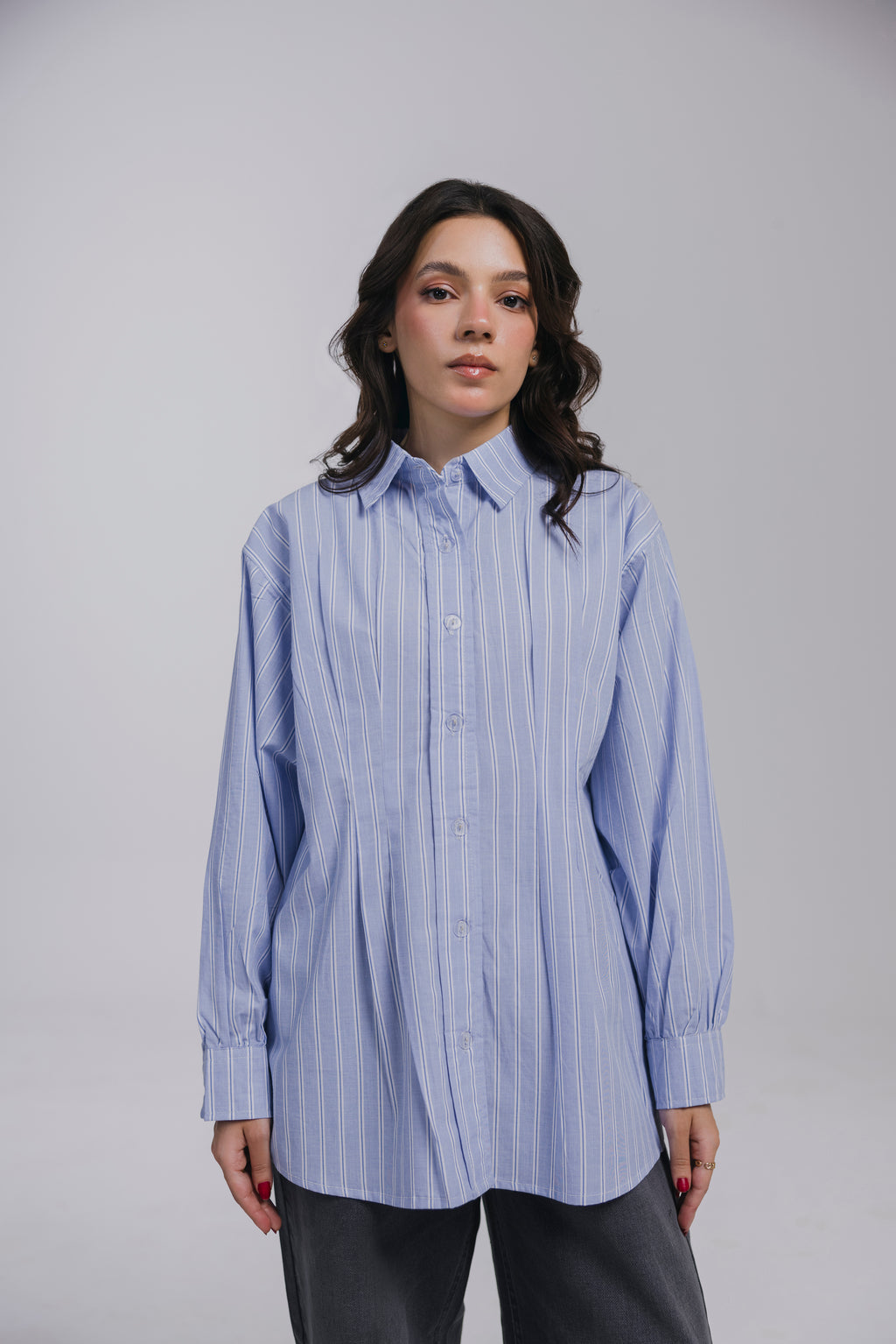 Blue Pleated Shirt