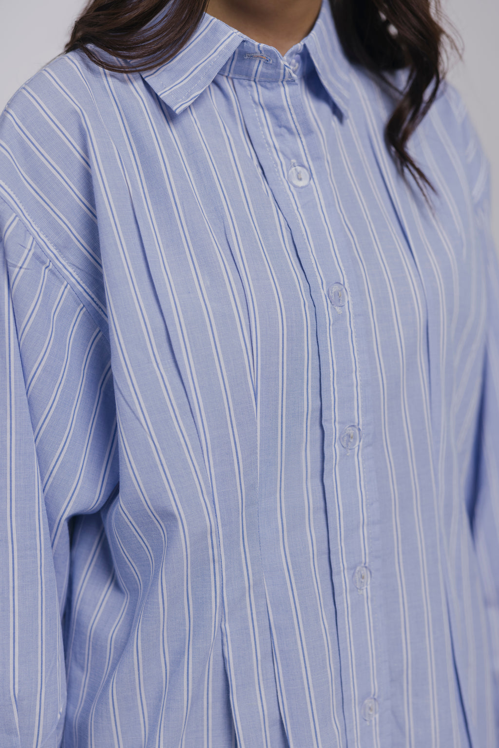 Blue Pleated Shirt