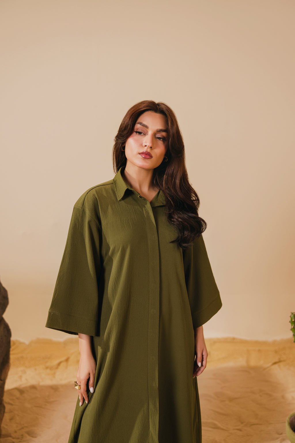 Olive Button Down Dress