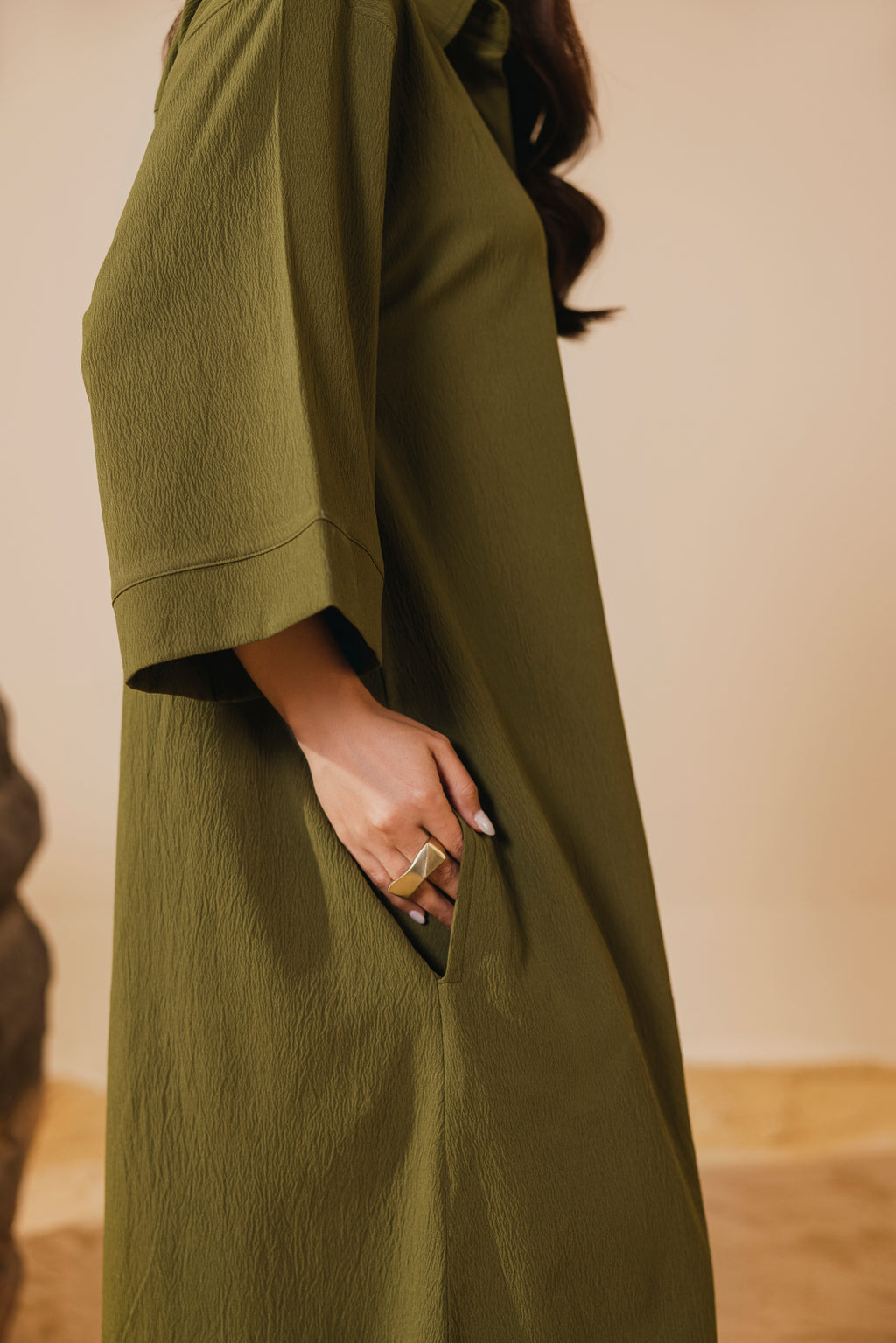 Olive Button Down Dress