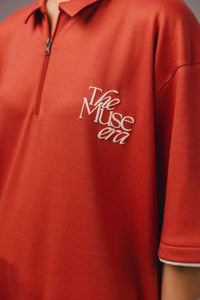 Rust Zipper Polo