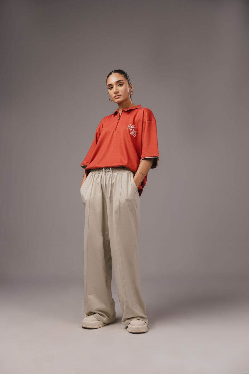 Rust Zipper Polo