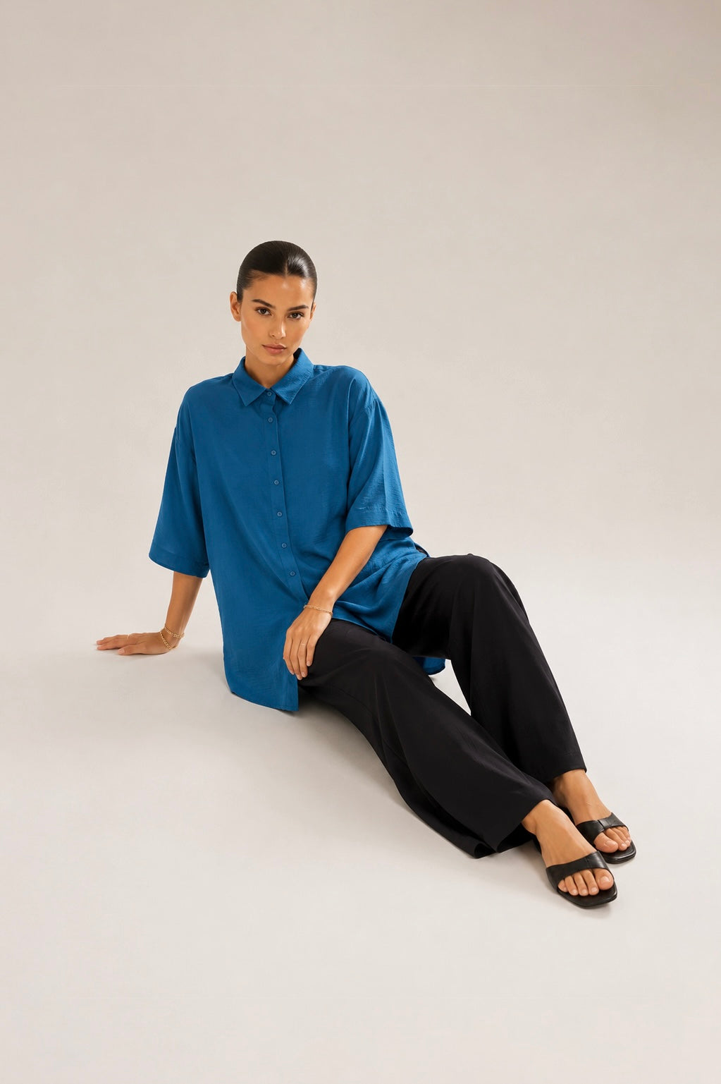 Teal Oversized Button Down