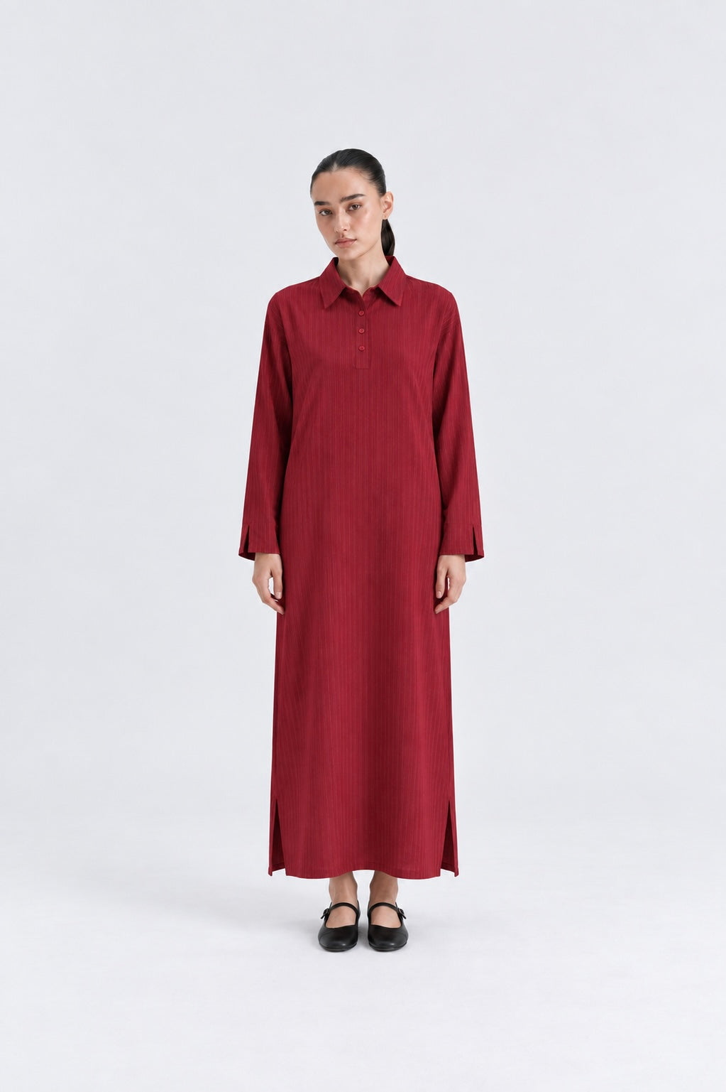 Crimson Lining Collar Dress