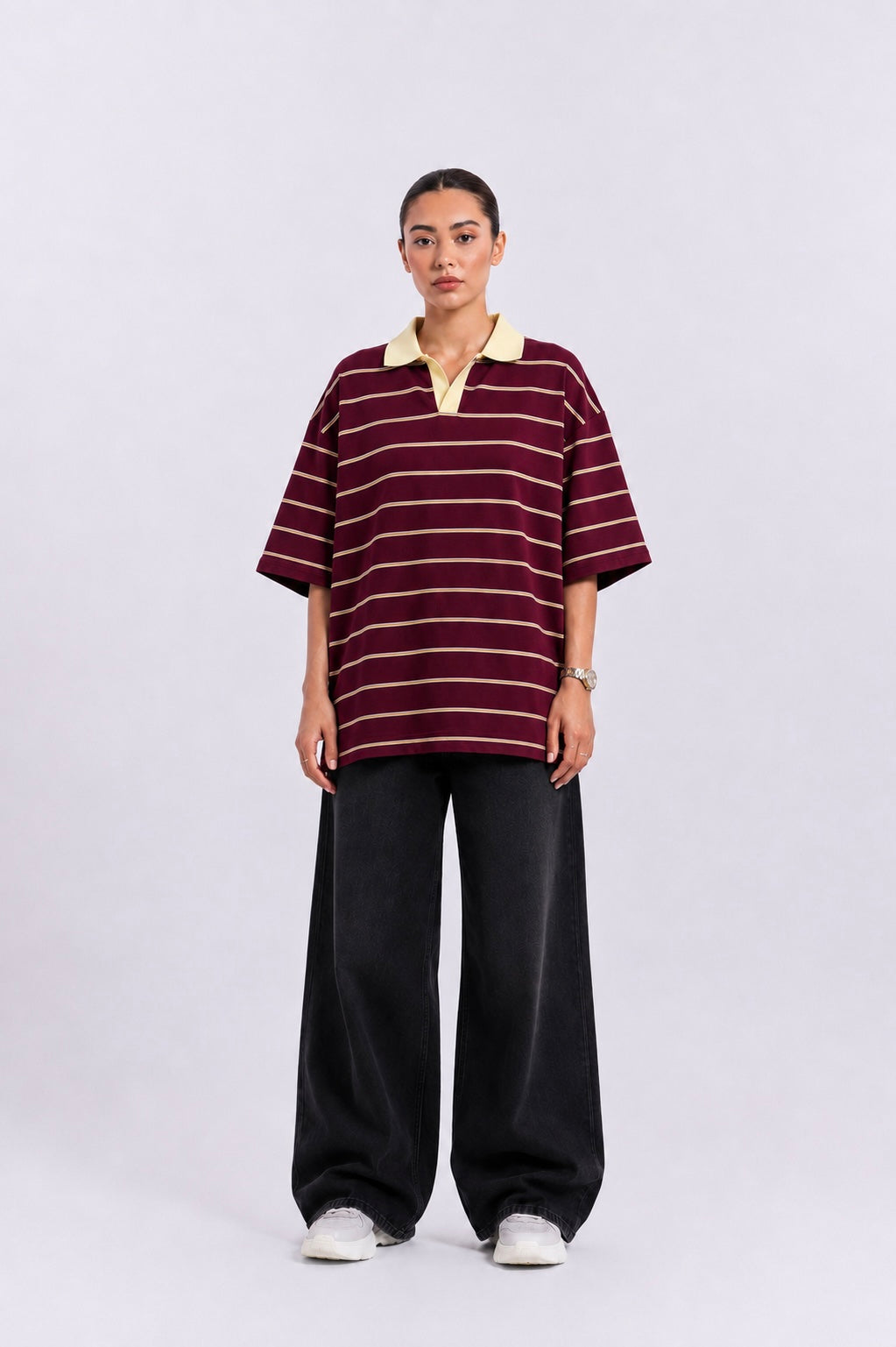 Maroon Striped Polo