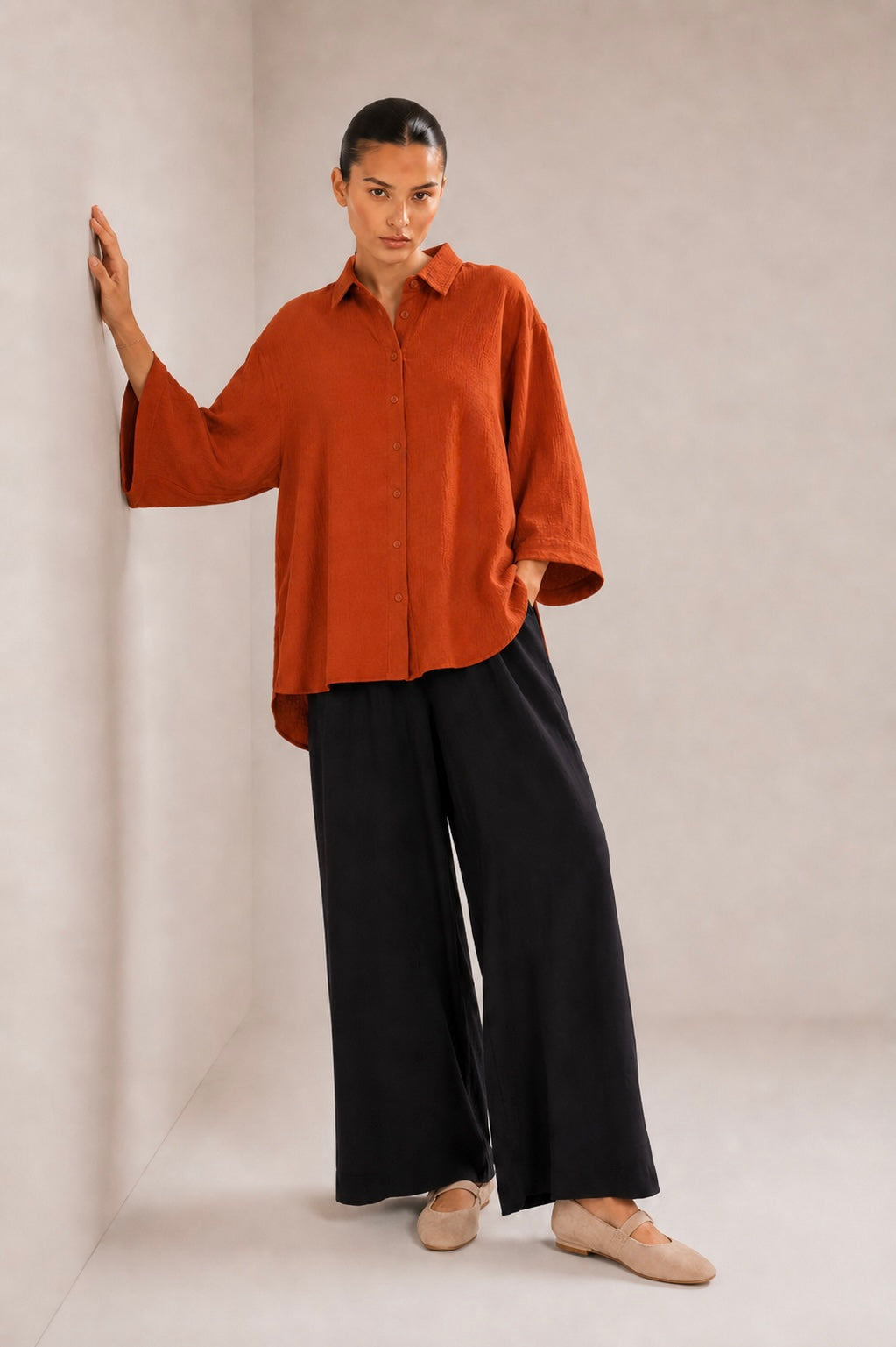 Rust Oversized Button Down