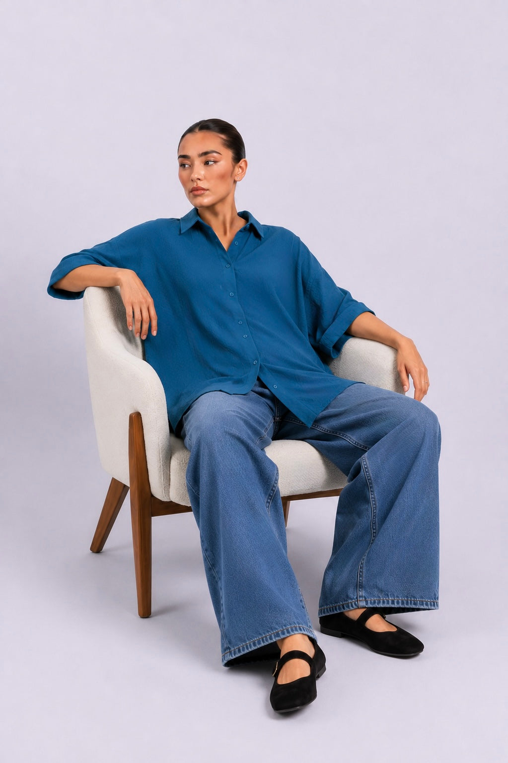 Teal Oversized Button Down
